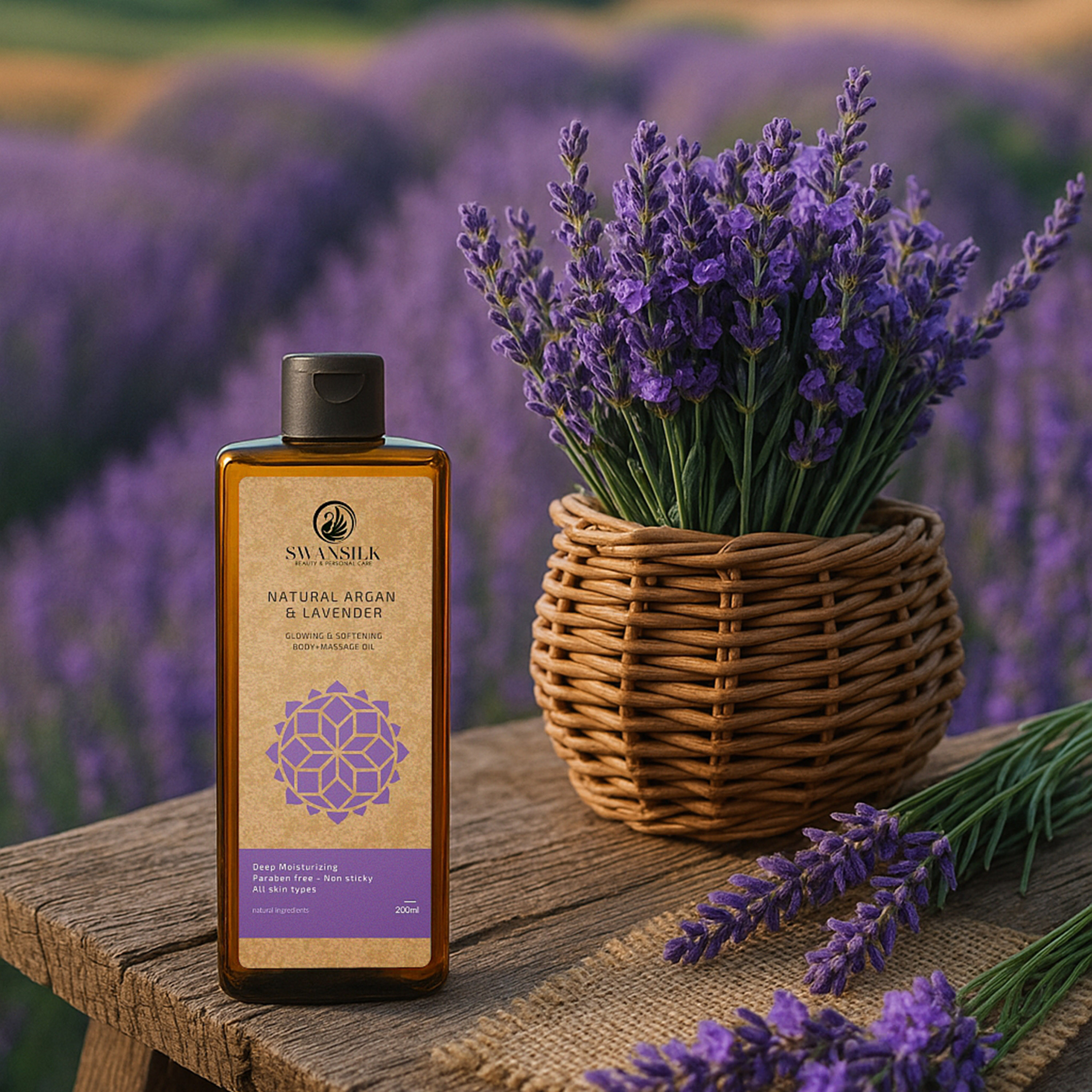 SWANSILK Body Massage Oil with Natural Argan and Lavender - 200 ml-beautyandpersonalcare-bathandbody-bodycare-oils-image-3