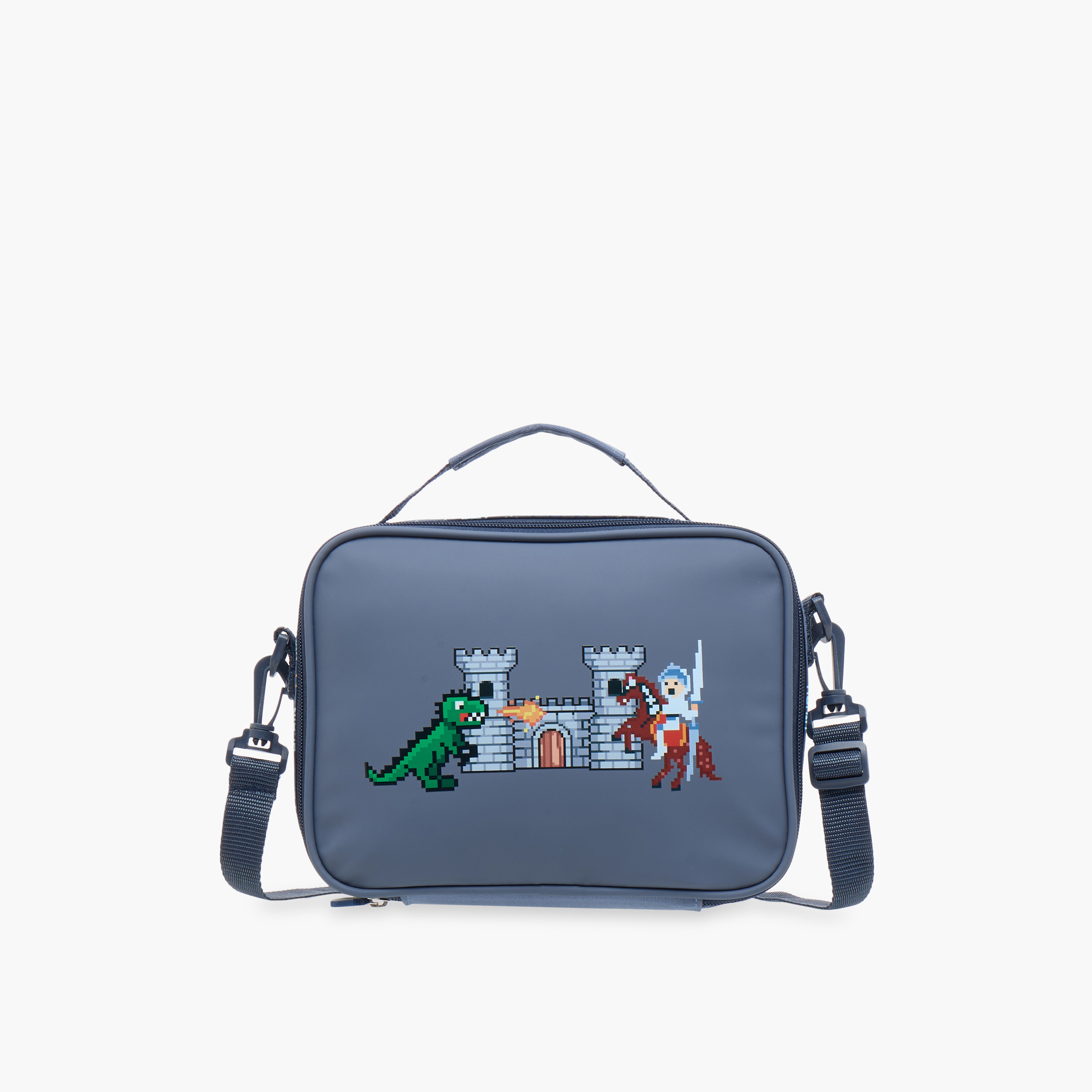 Juniors Dinosaur Castle Print Lunch Bag with Zip Closure-school-lunchessentials-lunchbags-image-1