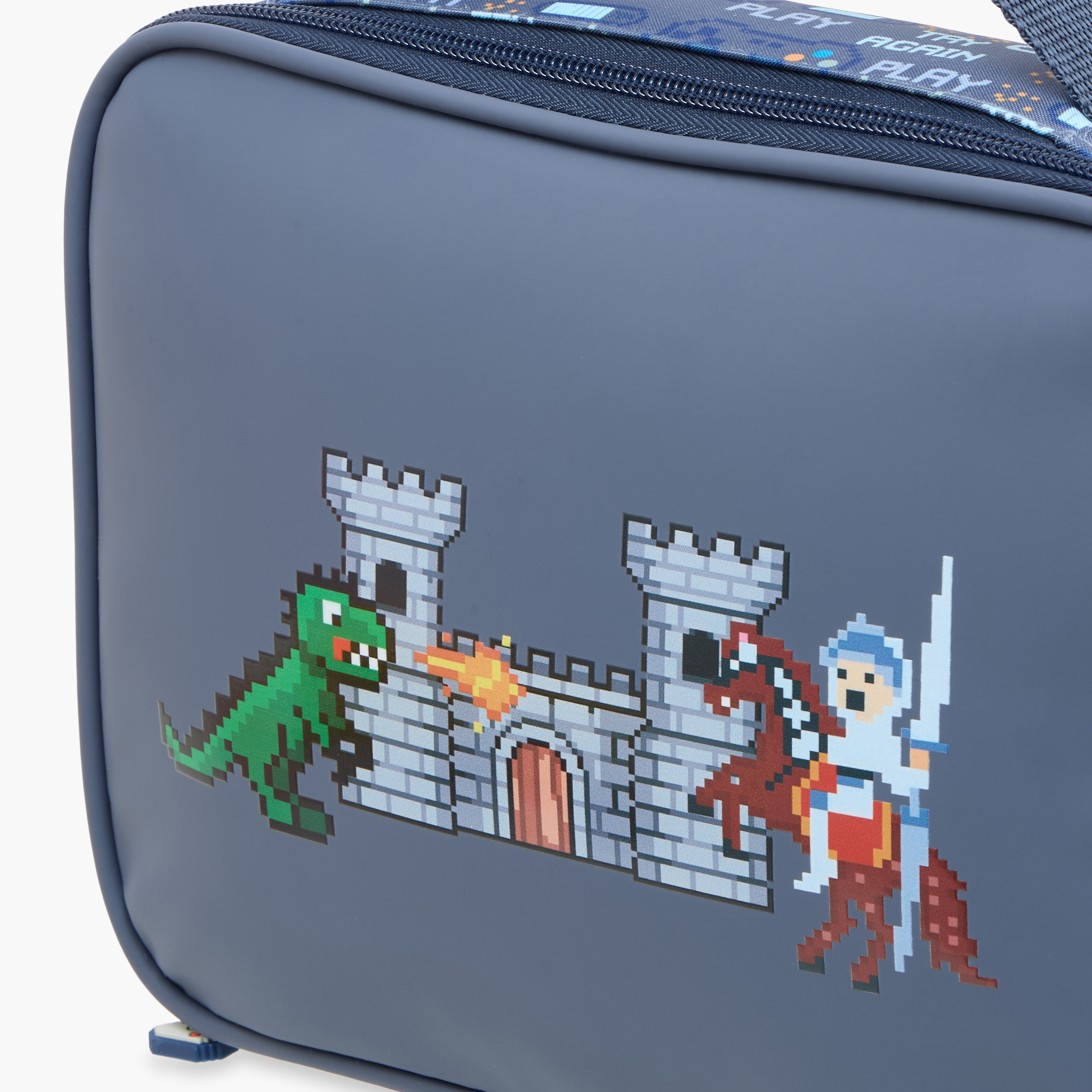 Juniors Dinosaur Castle Print Lunch Bag with Zip Closure-school-lunchessentials-lunchbags-image-5