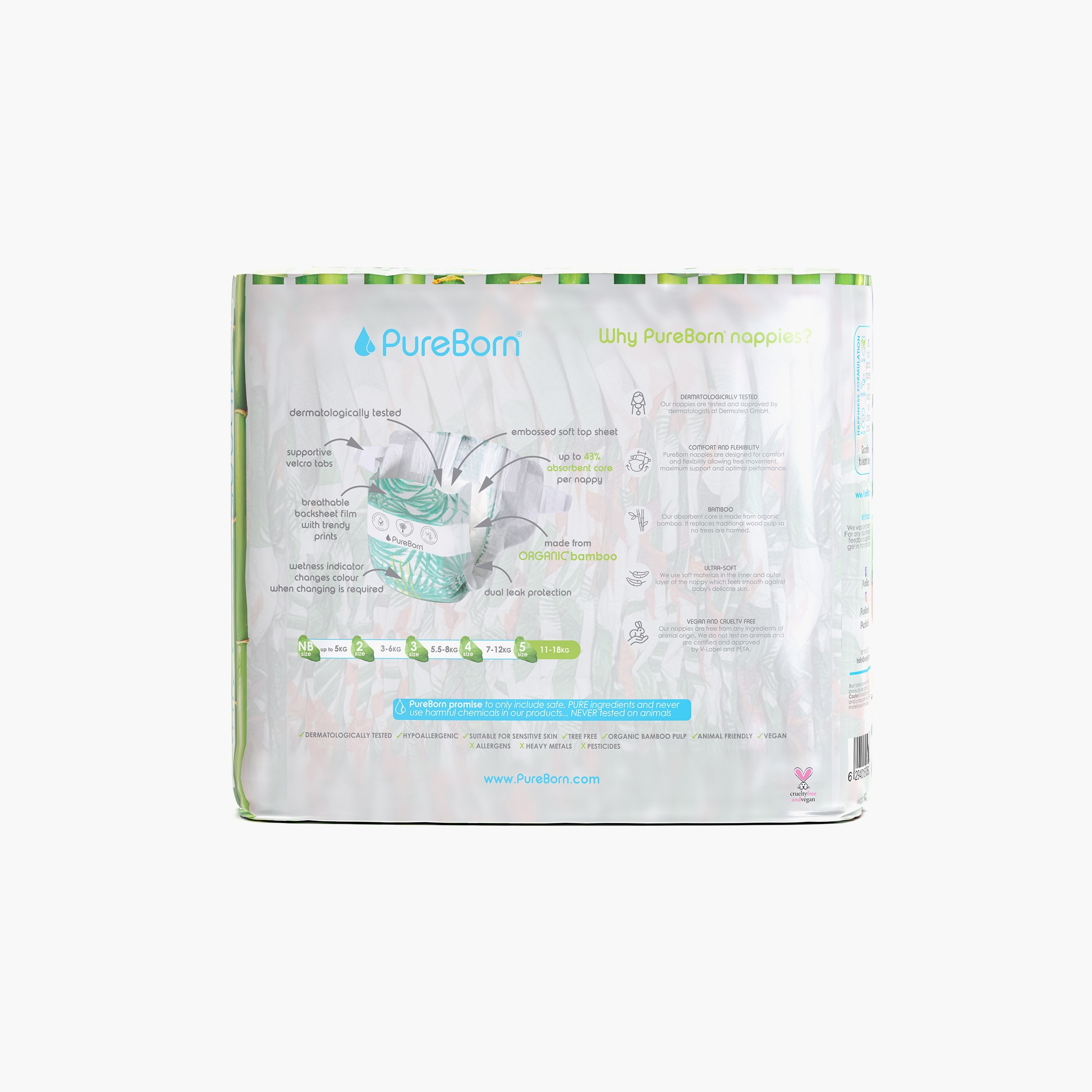 Pure Born 22-Piece Organic Diapers - Assorted Printed - Size 5 - 11-18kg-baby-diapering-diapers-image-4