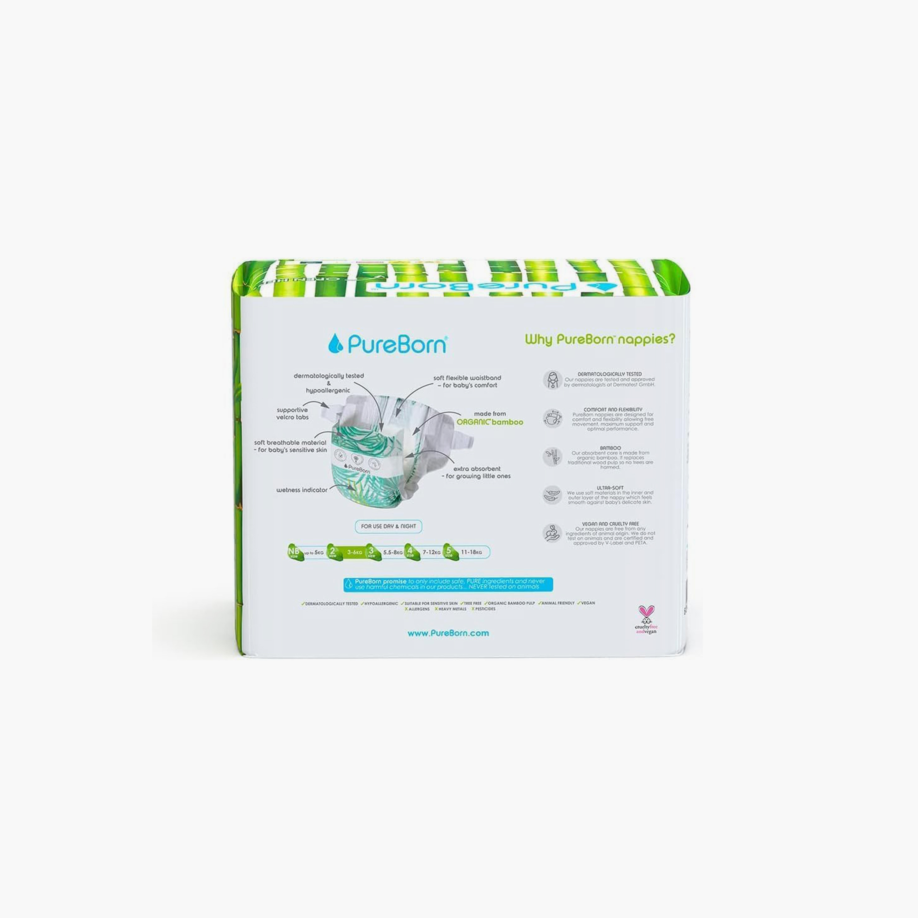 Pure Born 68-Piece Organic Diapers - Assorted Printed - Size 1 - Upto 5kg-baby-diapering-diapers-image-2