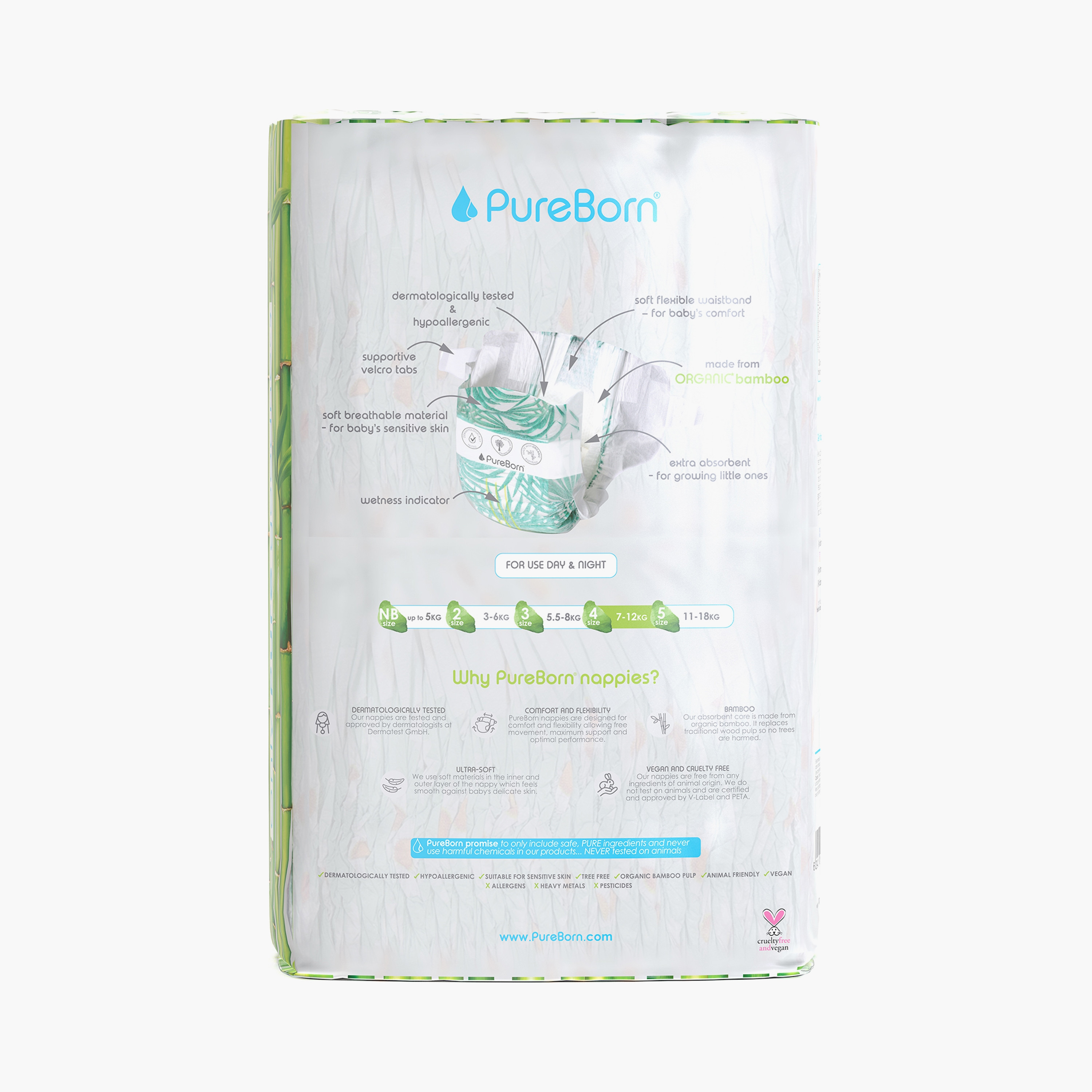Pure Born 48-Piece Organic Diapers - Assorted Printed - Size 4 - 7-12kg-baby-diapering-diapers-image-2