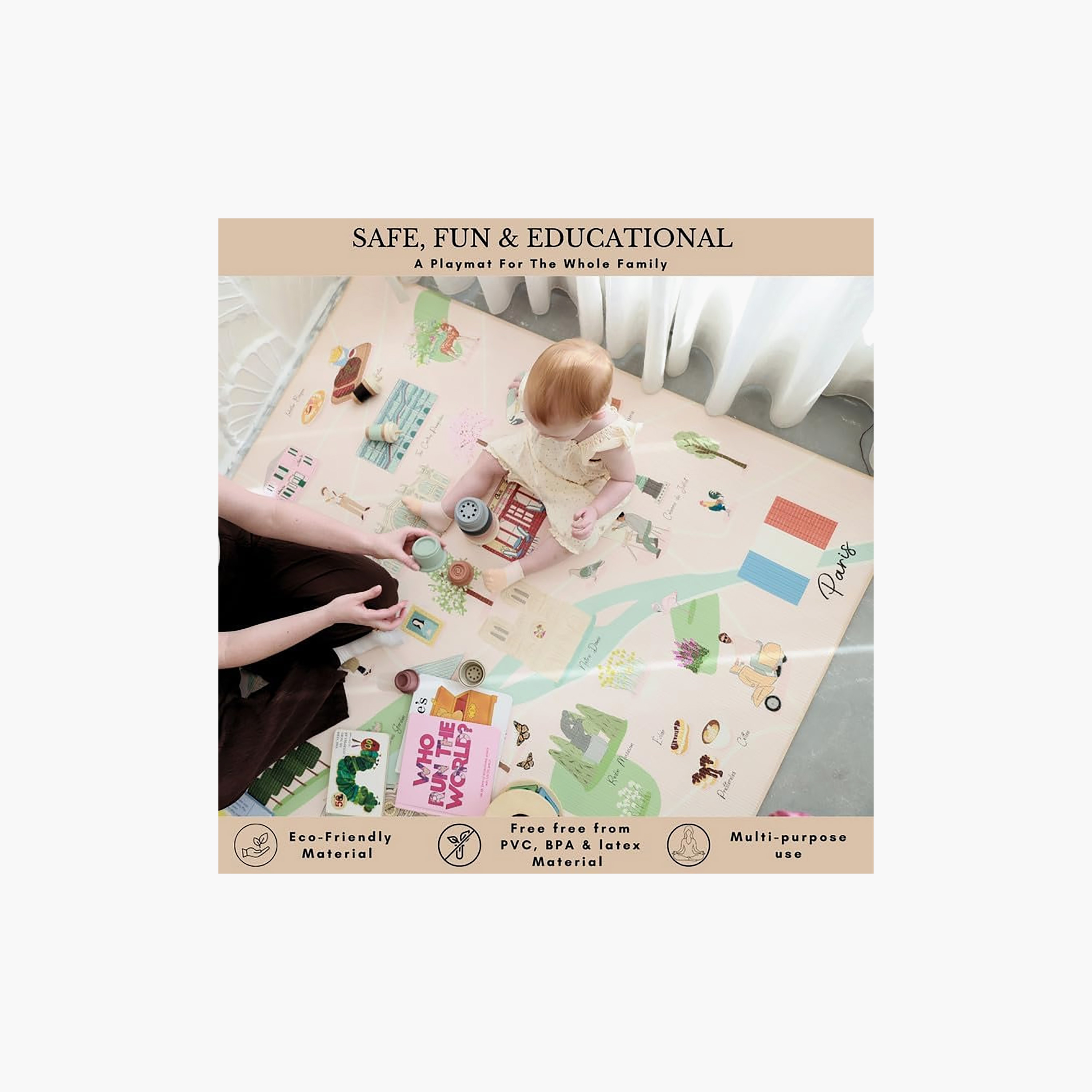 سجادة لعب قابلة للعكس من ميلك إت بيبي - مجموعة جولة المدينة - 200×140×1.5 سم-baby-infantactivity-playpensandplaymats-image-6