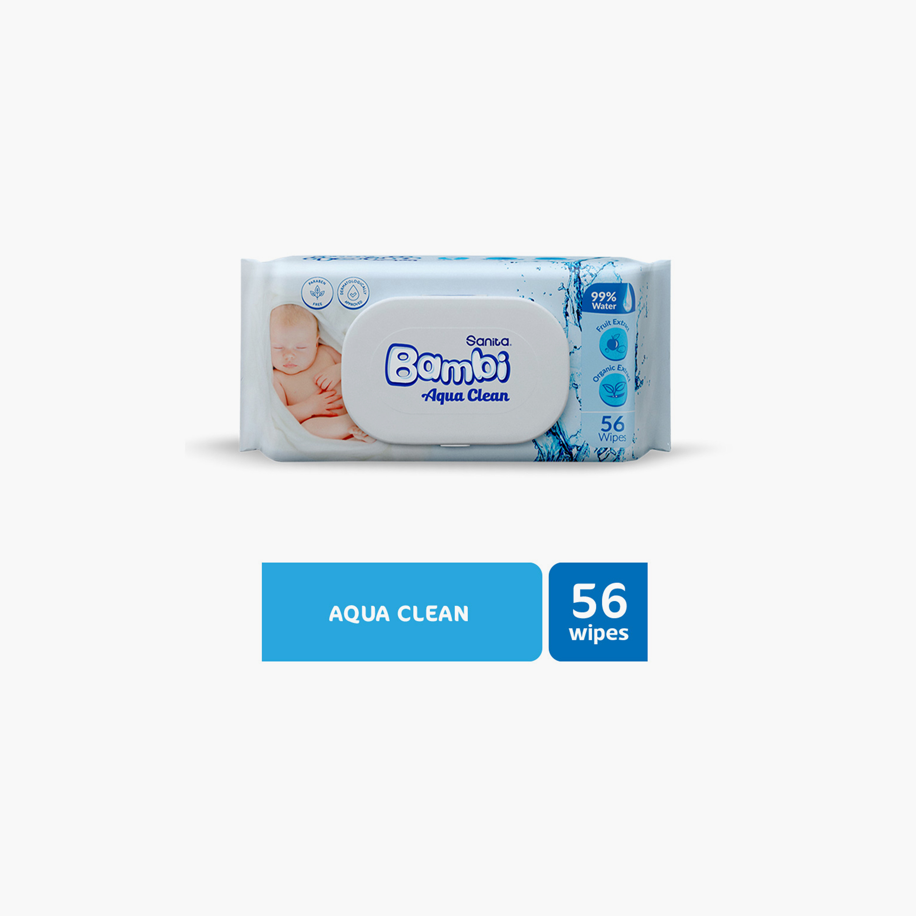 مناديل مبللة أكوا كلين 56 قطعة من سانيتا بامبي-baby-diapering-babywipes-image-4