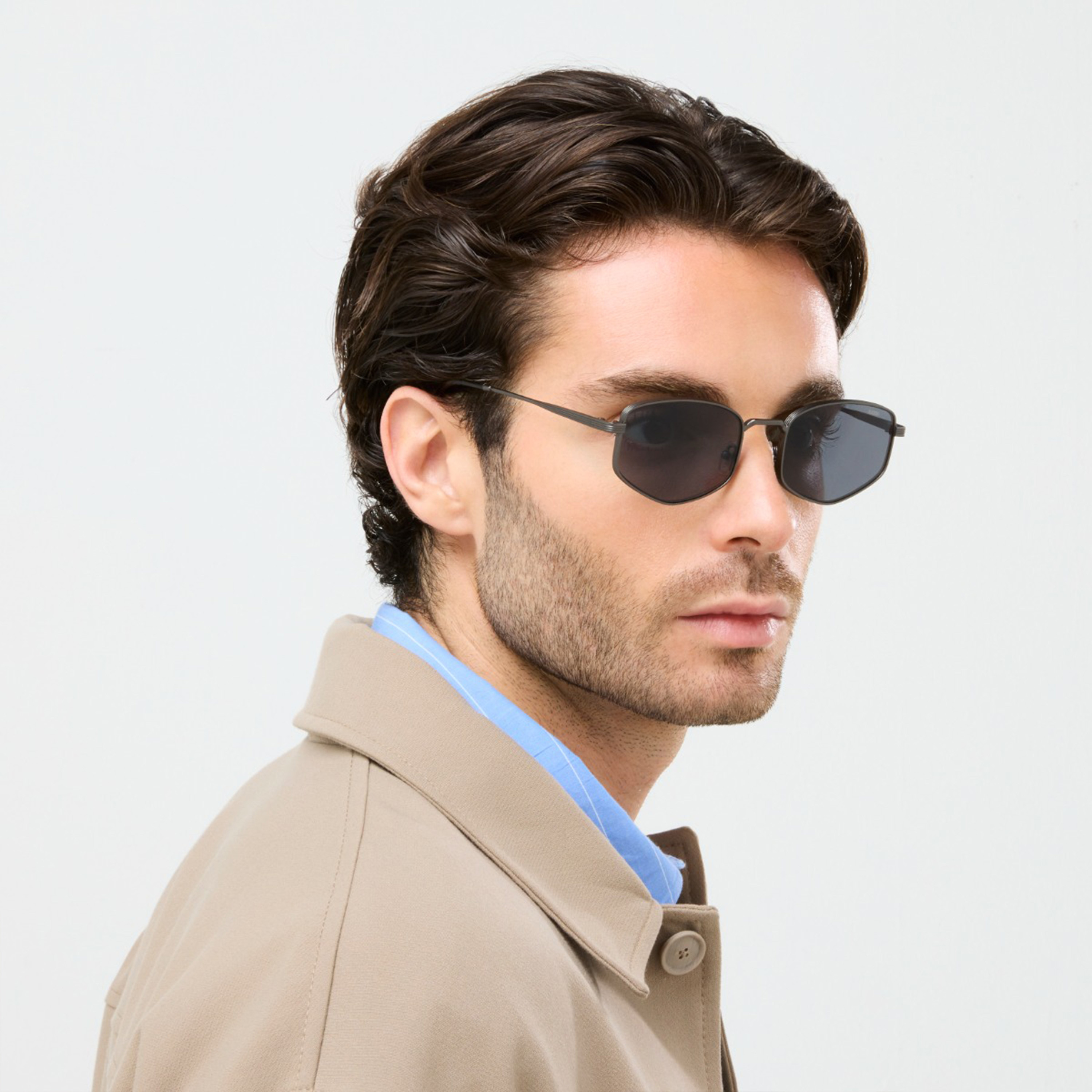 بلاك آوت- نظارة شمسية هارولد 54 مم رمادية ذات إطار هندسي - BLA-000336-0707-men-sunglasses-image-6
