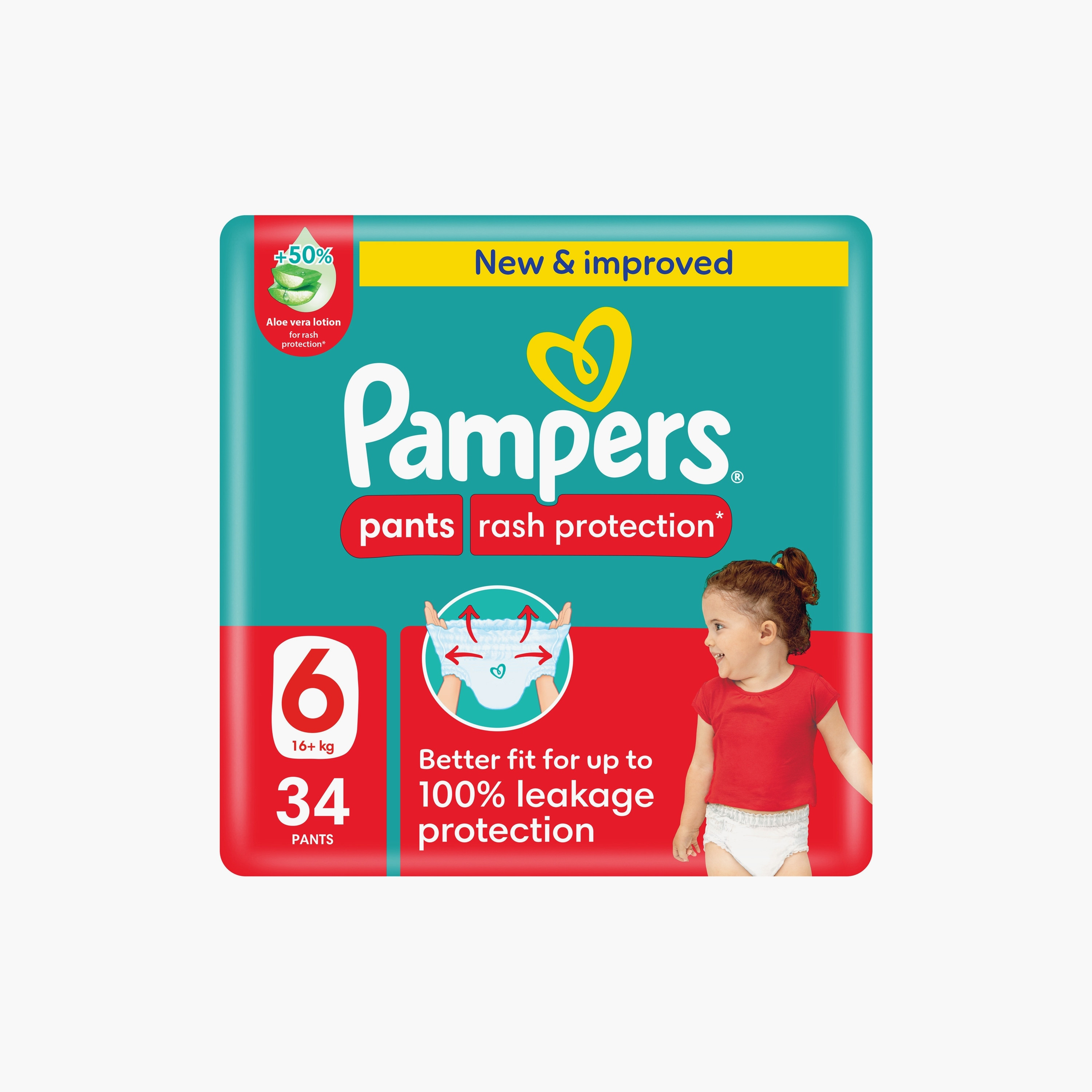 Pampers 34-Piece Rash Protection Pants Style Diapers with Aloe Vera Lotion - Size 6 - 16kg+-baby-diapering-diapers-image-1