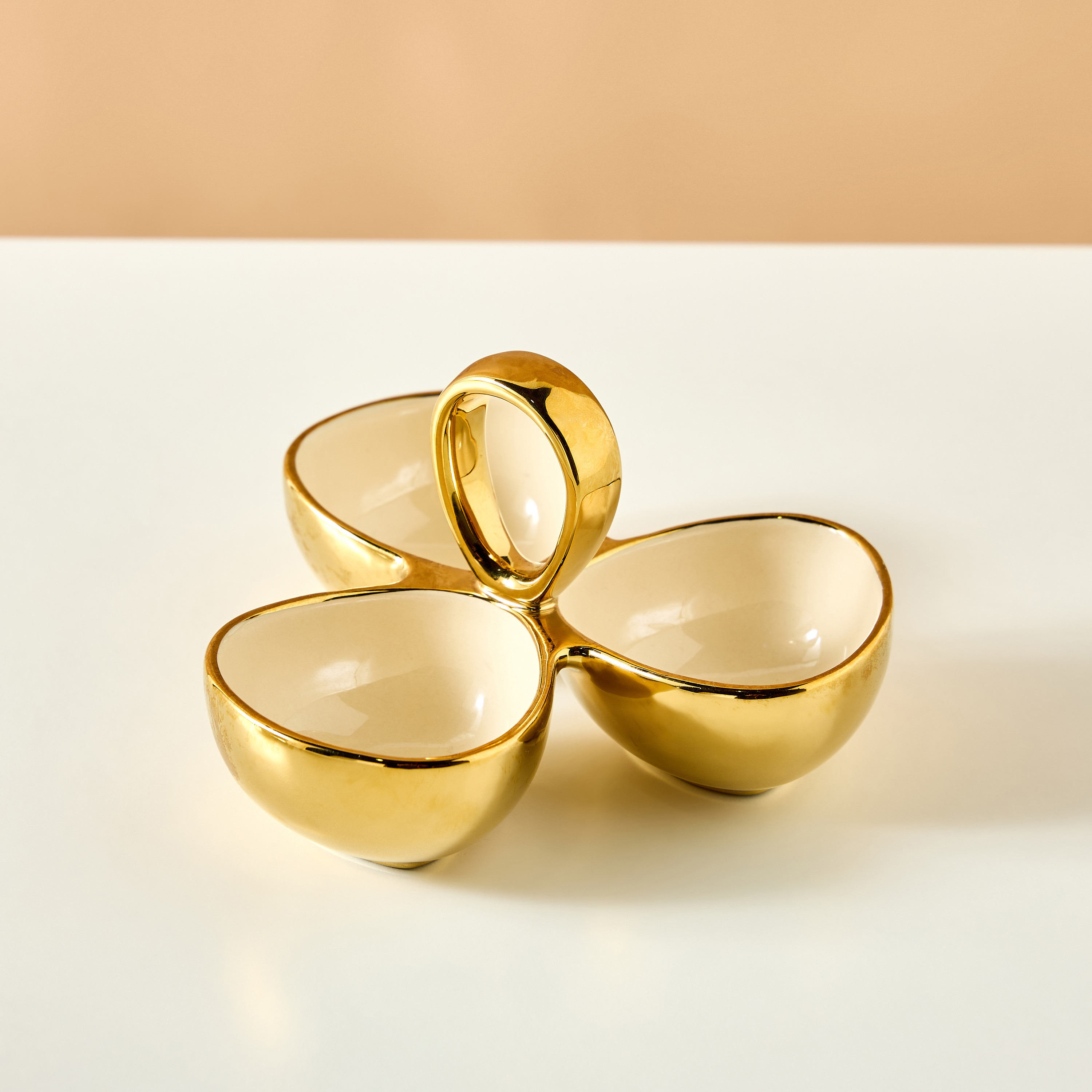 Evoque Three-Section Porcelain Nut Bowl - 20x20 cms-household-dining-dinnerware-bowls-image-2