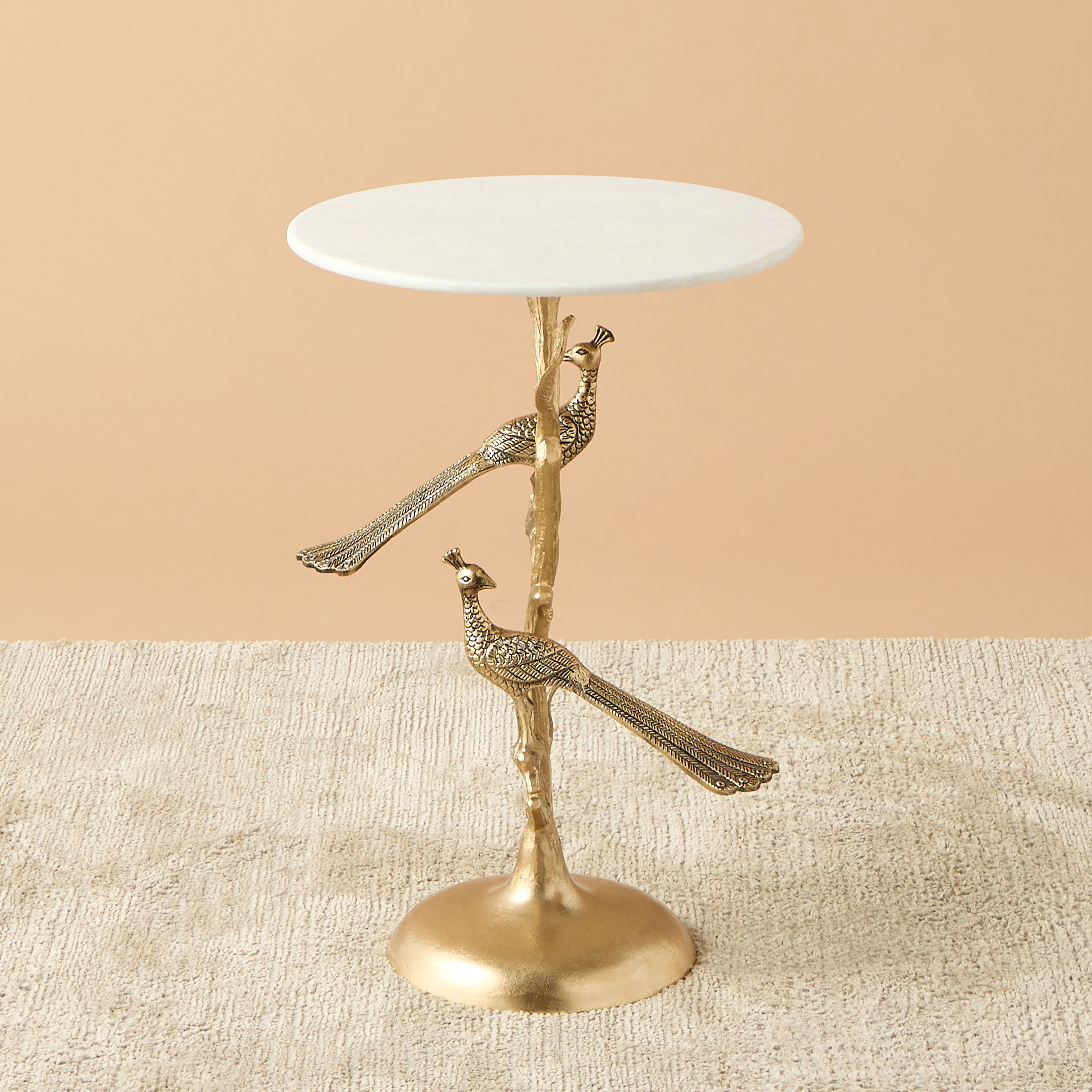 Peacock Marble Top Accent Table - 40x60 cms-furniture-livingroom-sideandendtables-image-2