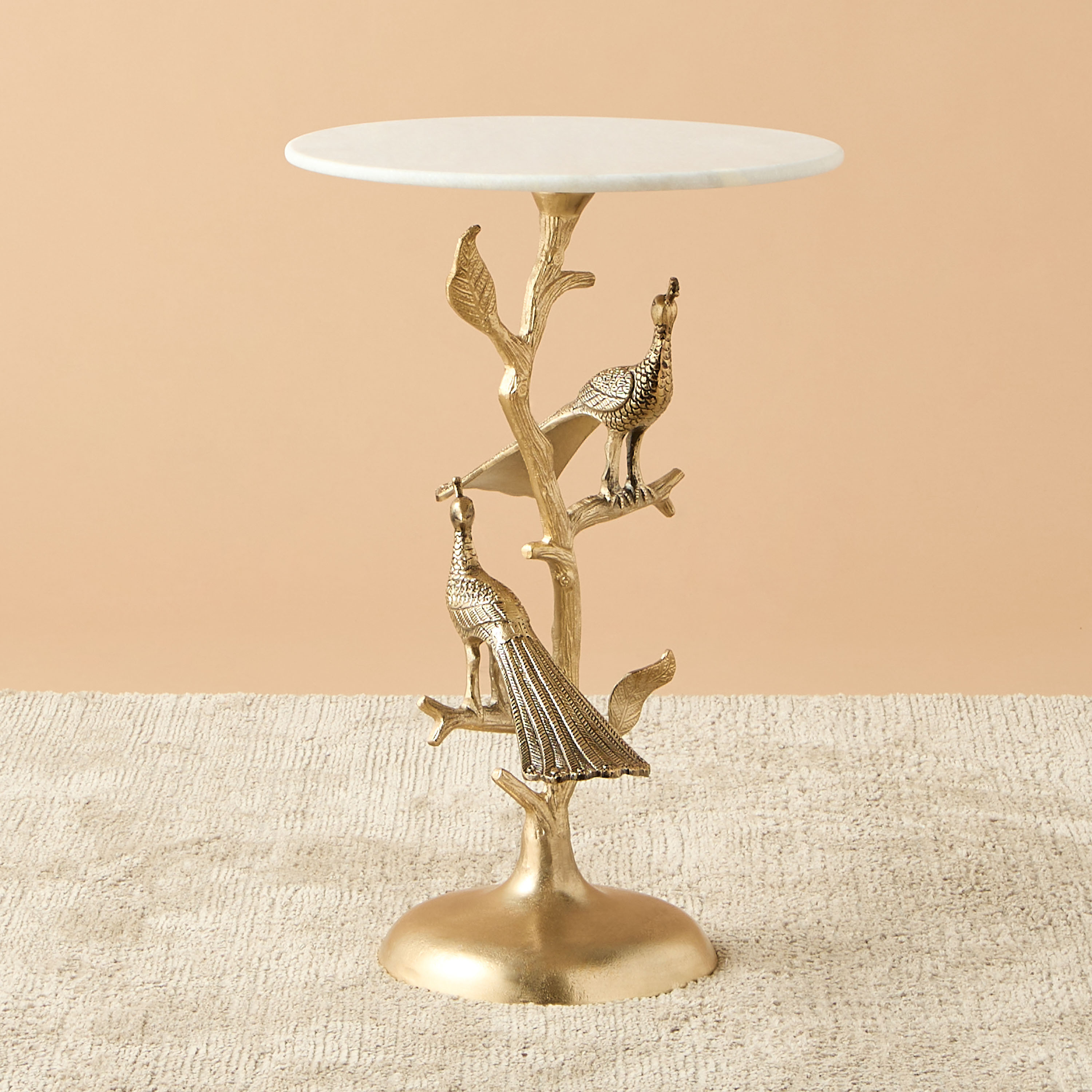 Peacock Marble Top Accent Table - 40x60 cms-furniture-livingroom-sideandendtables-image-3