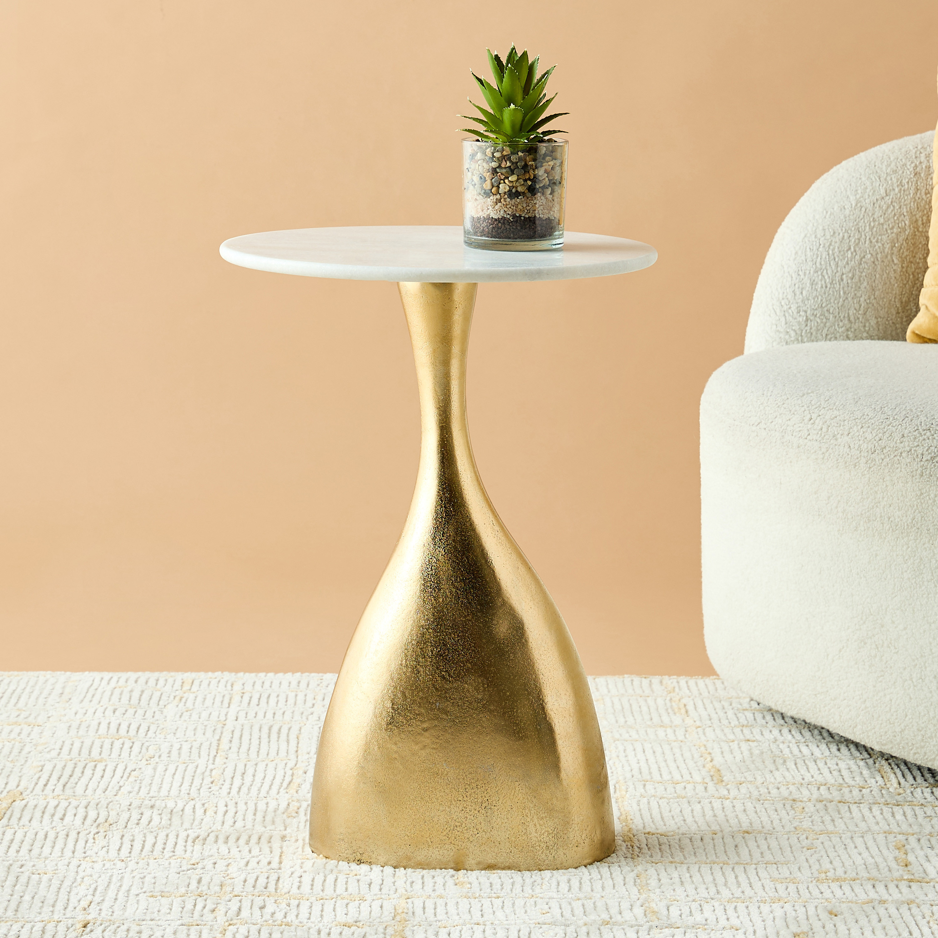 Geo Marble Top Accent Table - 55x40 cms-furniture-livingroom-sideandendtables-image-2