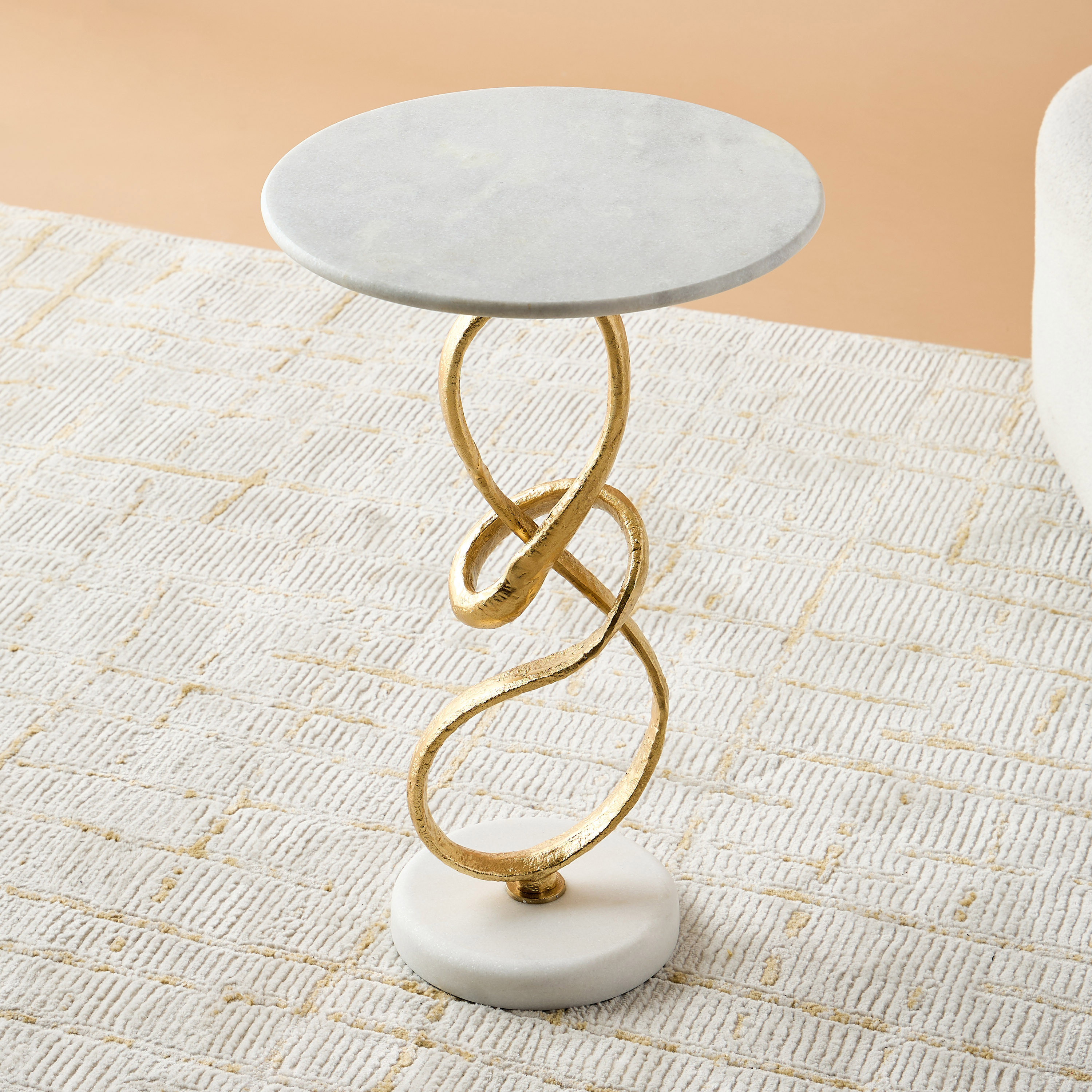Abstract Marble Top Accent Table - 60x40 cms-furniture-livingroom-sideandendtables-image-1