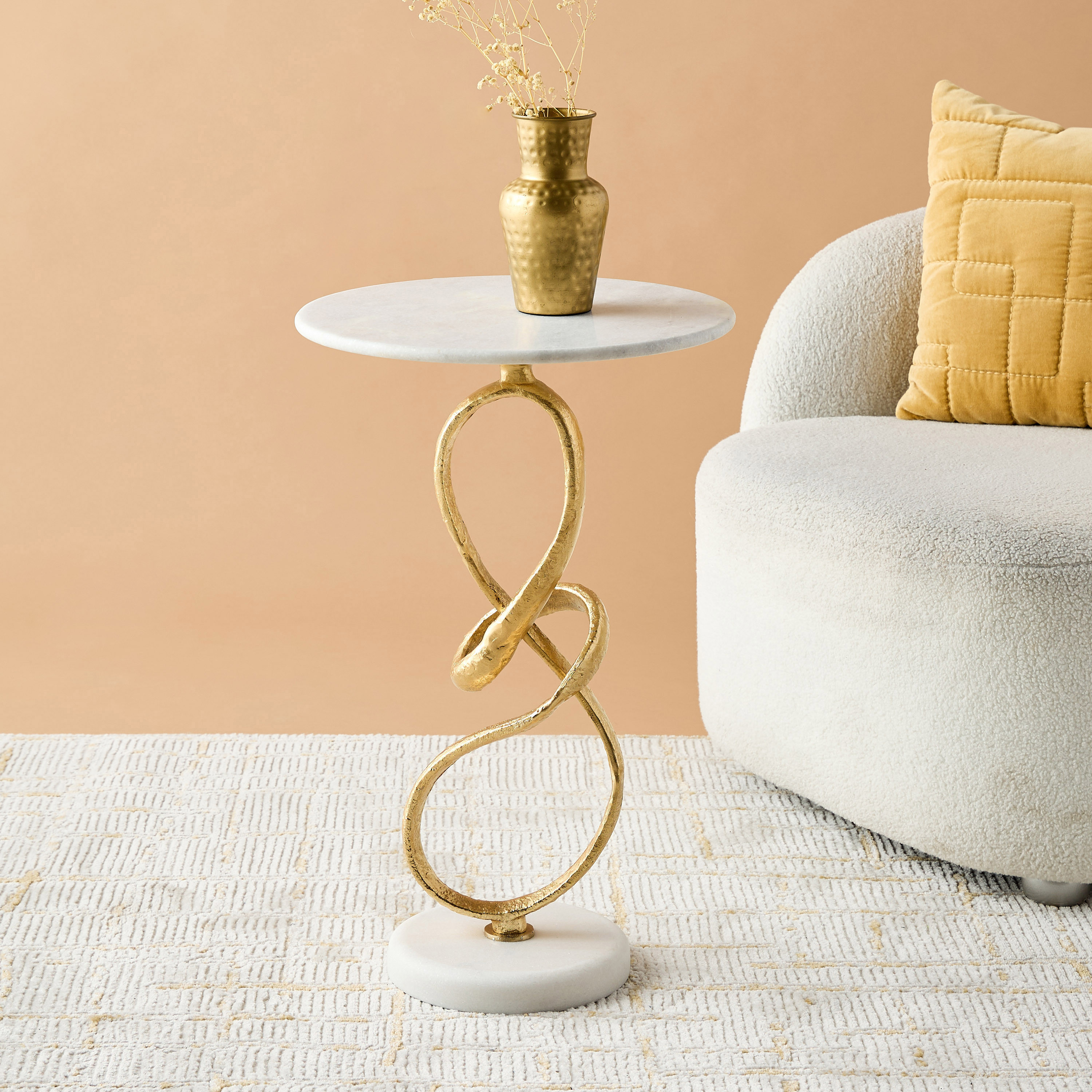Abstract Marble Top Accent Table - 60x40 cms-furniture-livingroom-sideandendtables-image-2