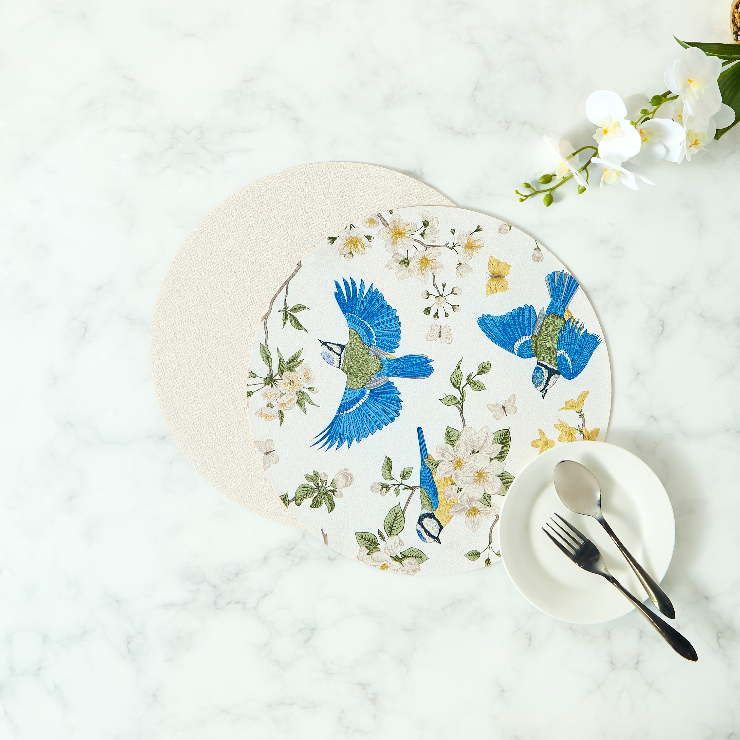 Bird Print 2-Piece Placemat Set - 38 cms-household-dining-tablelinen-placemats-image-1