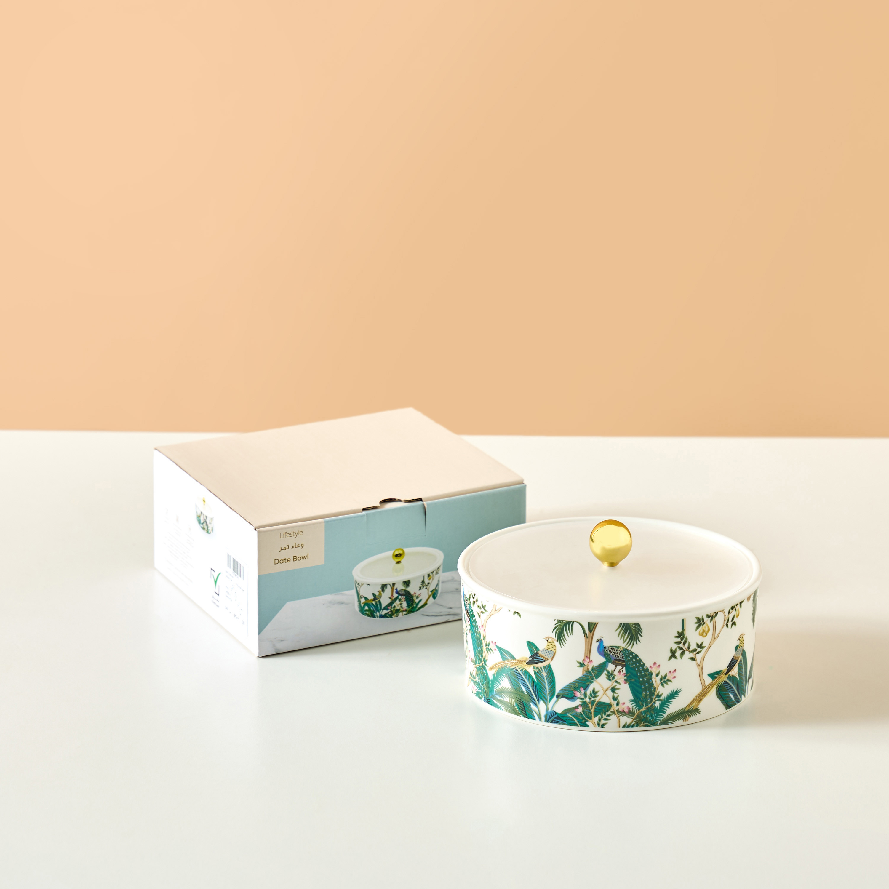 وعاء تمر بغطاء بتصميم الطاووس-household-dining-dinnerware-bowls-image-6