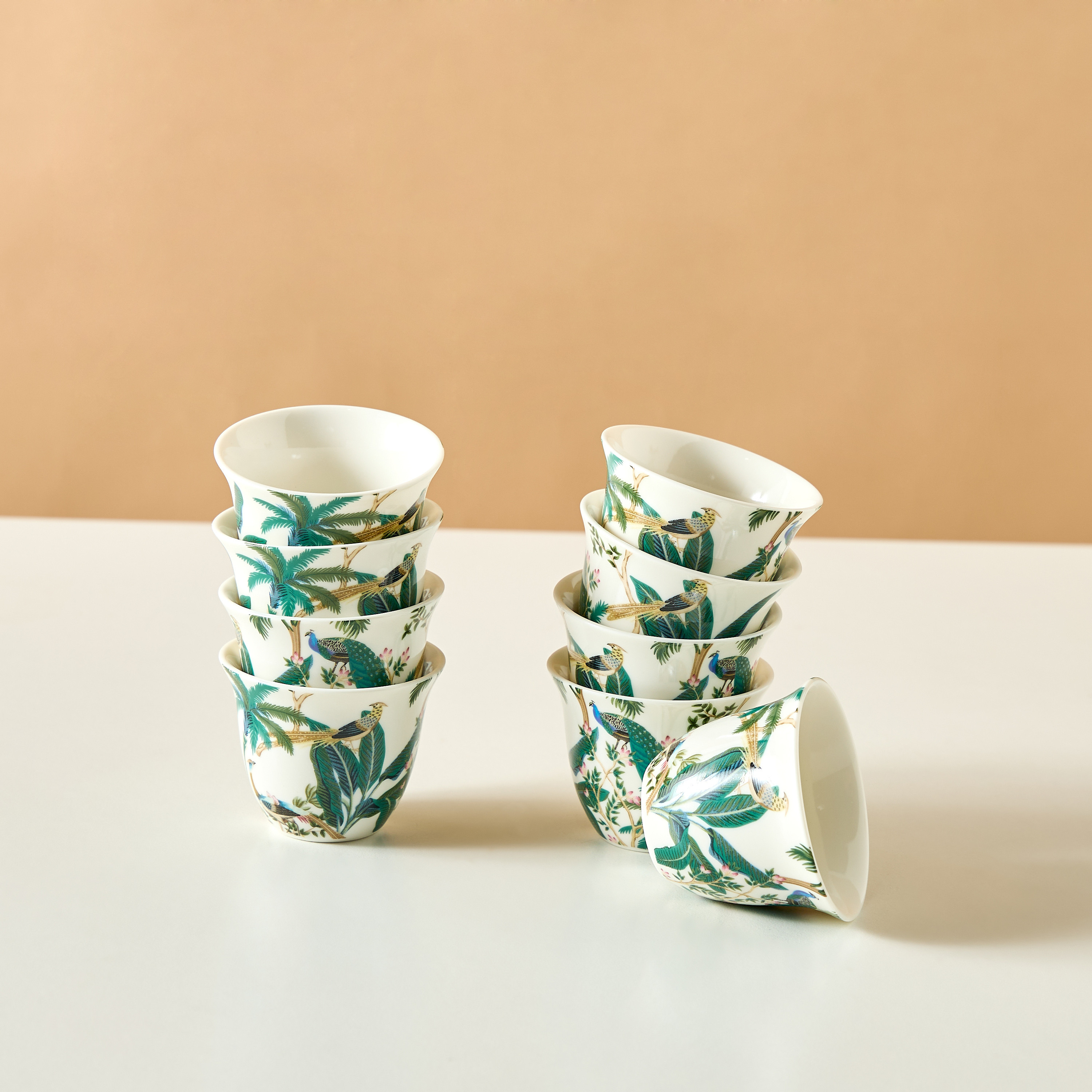 Peacock 12-Piece Printed New Bone China Kahwa Cup Set-household-dining-teaandcoffee-teaandcoffeesets-image-4