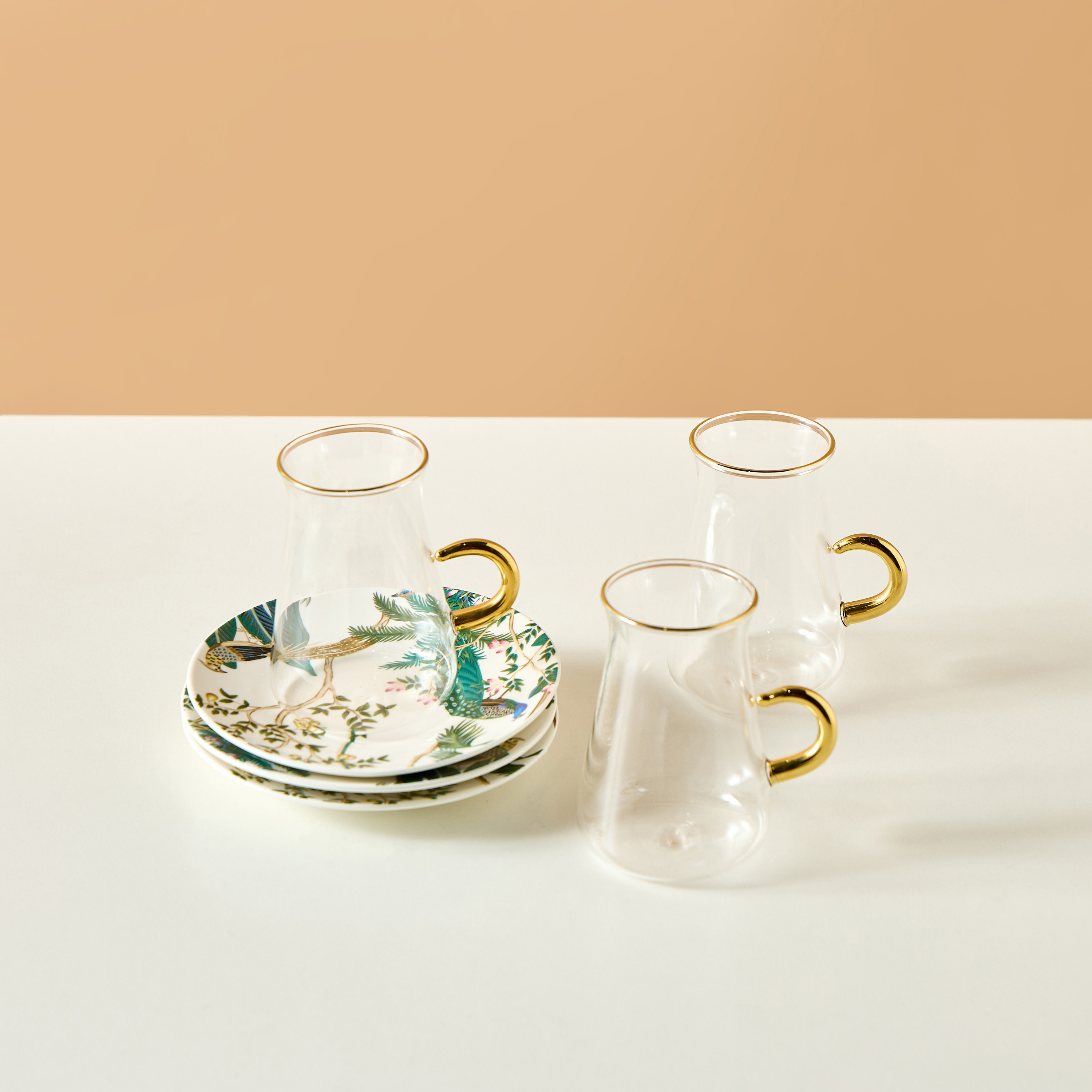 Peacock 12-Piece New Bone China Tea Cup and Saucer Set - 180 ml-household-dining-teaandcoffee-teaandcoffeesets-image-3