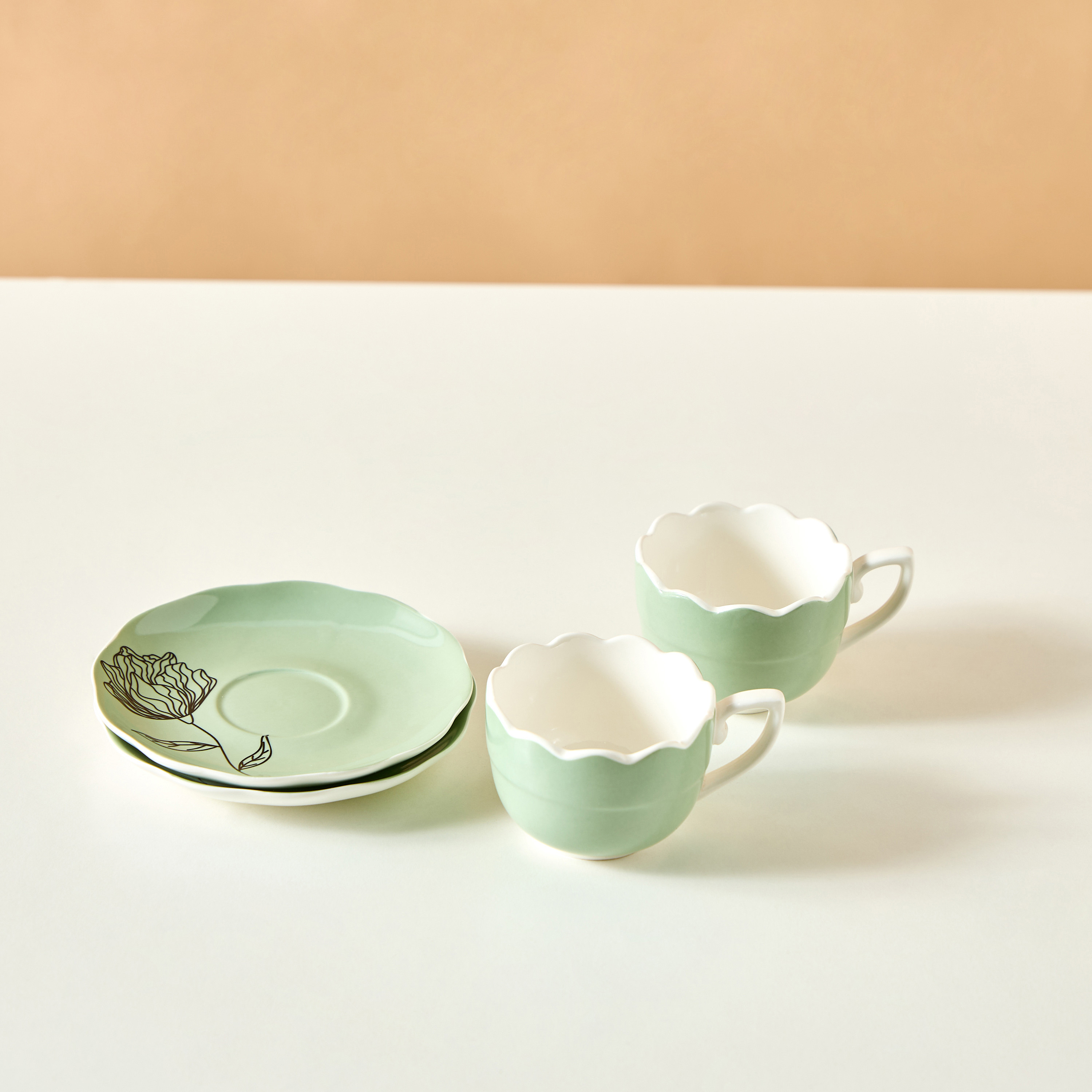 Floral Print 4-Piece Cup and Saucer Set-household-dining-teaandcoffee-teaandcoffeesets-image-2
