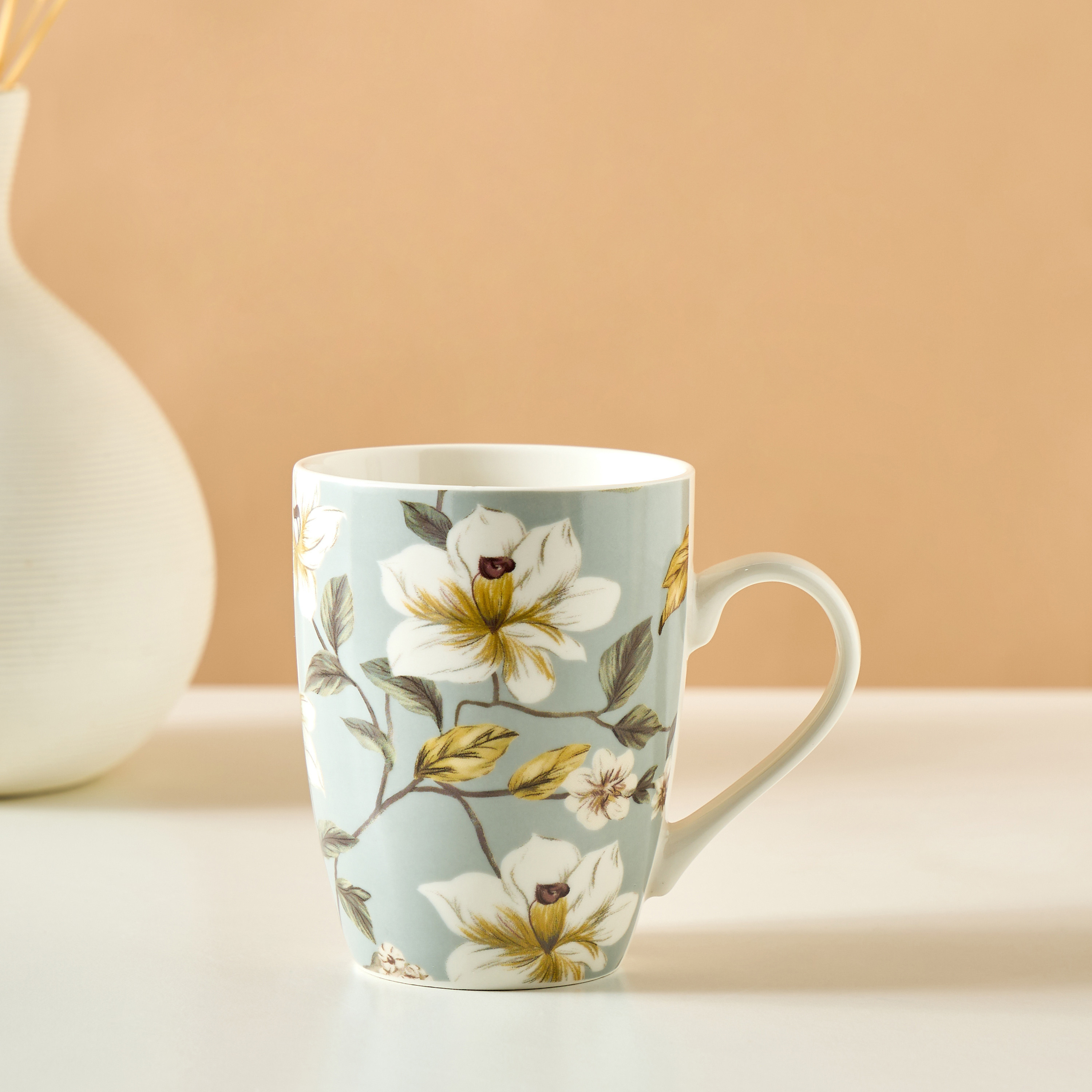 Floral Printed New Bone China Mug - 340 ml-household-dining-teaandcoffee-mugsandcups-image-1