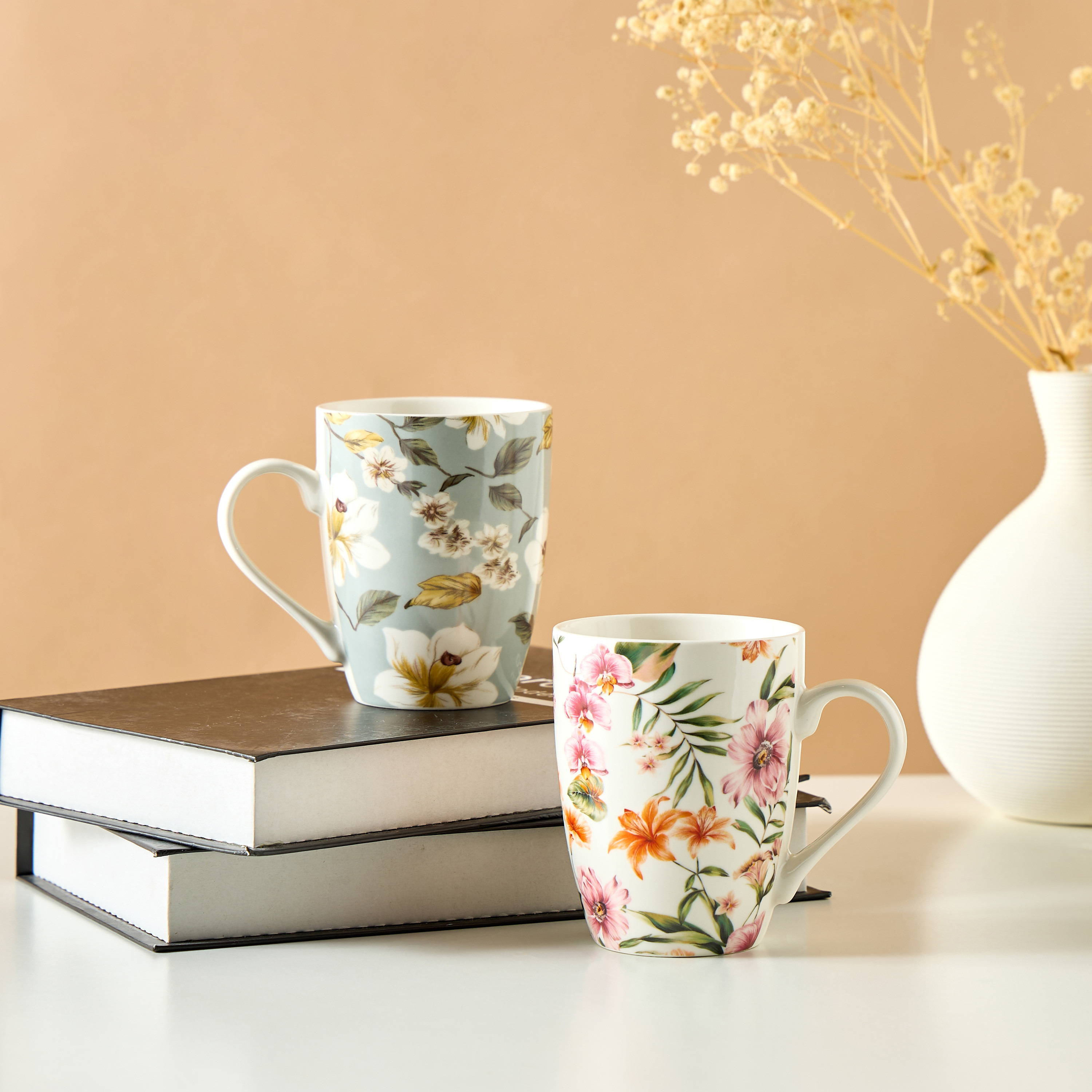 Floral Printed New Bone China Mug - 340 ml-household-dining-teaandcoffee-mugsandcups-image-4