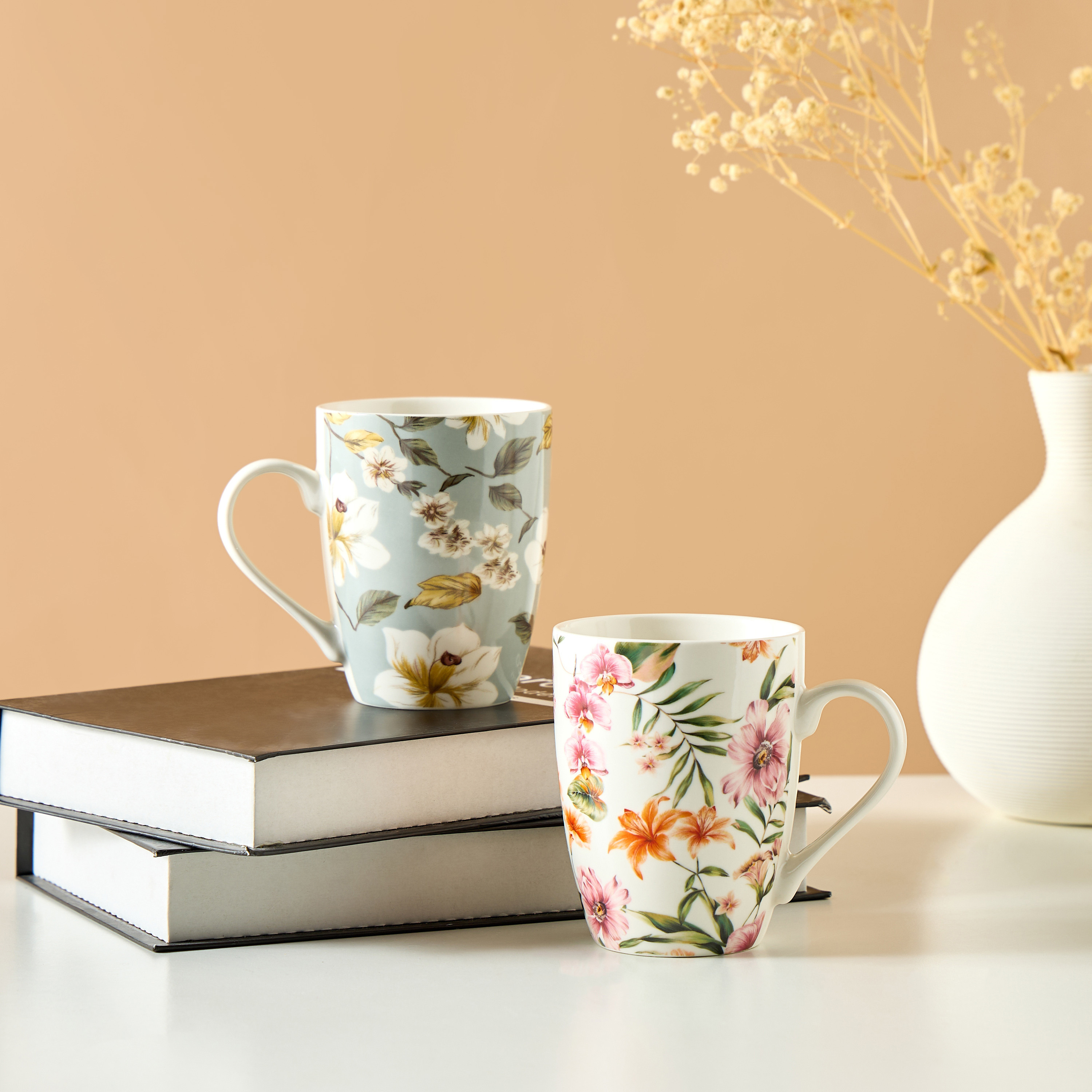 Floral Printed New Bone China Mug - 340 ml-household-dining-teaandcoffee-mugsandcups-image-4