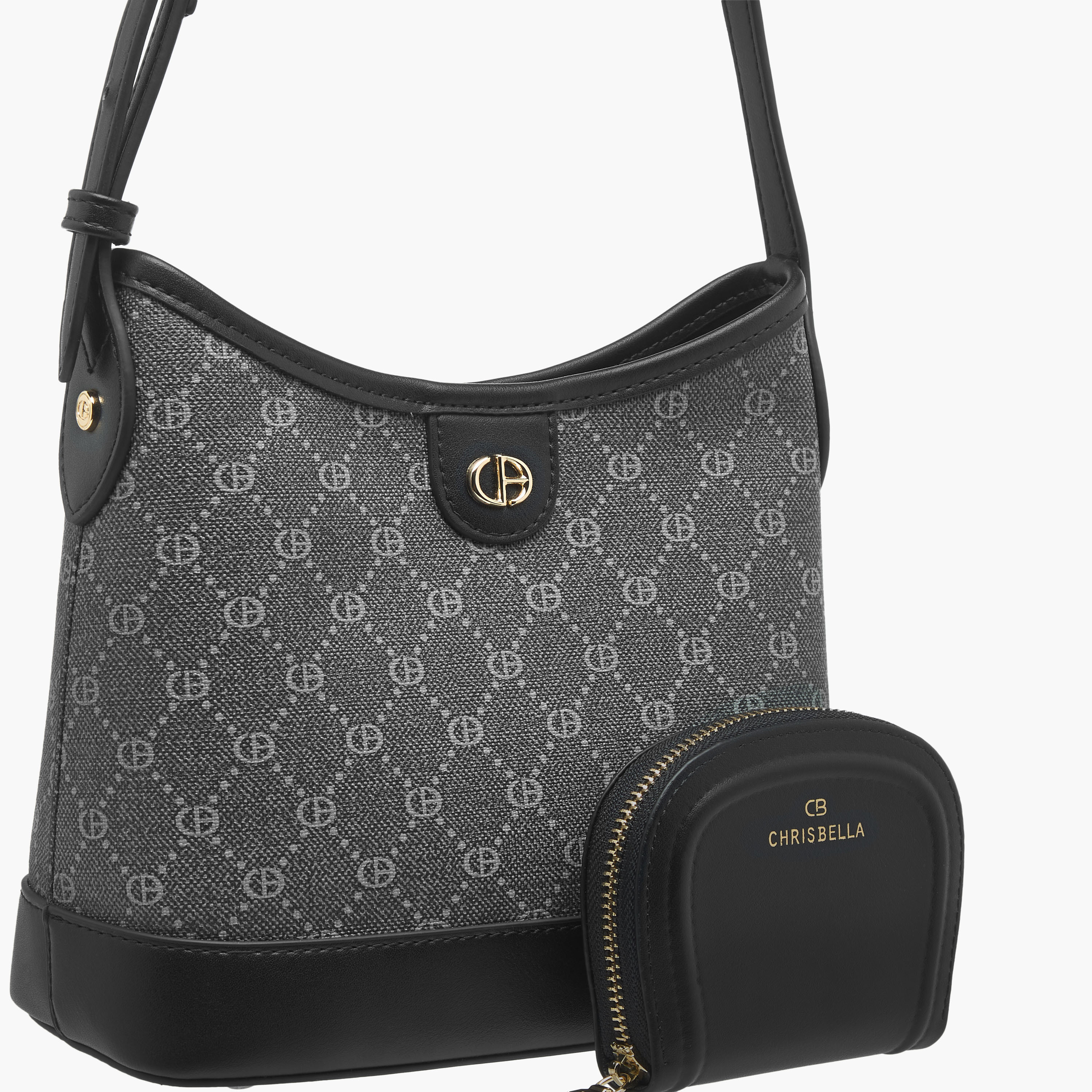 شنطة هوبو بحزام قابل للتعديل وطبعات مونوجرام ومحفظة من كريسبيلا-women-bagsandwallets-handbags-image-6