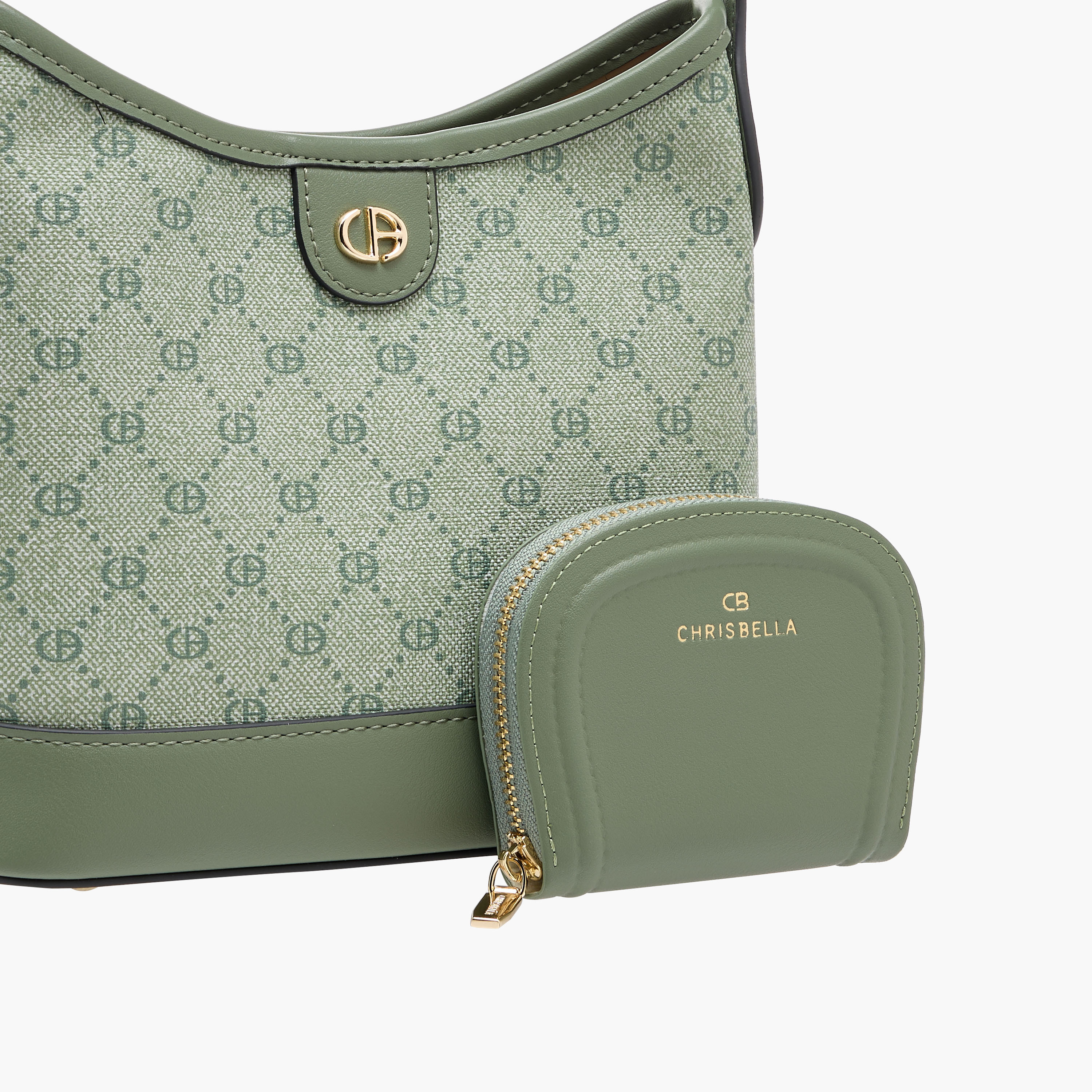 Chrisbella Monogram Print Hobo Bag with Adjustable Strap and Zip Around Wallet-women-bagsandwallets-handbags-image-6