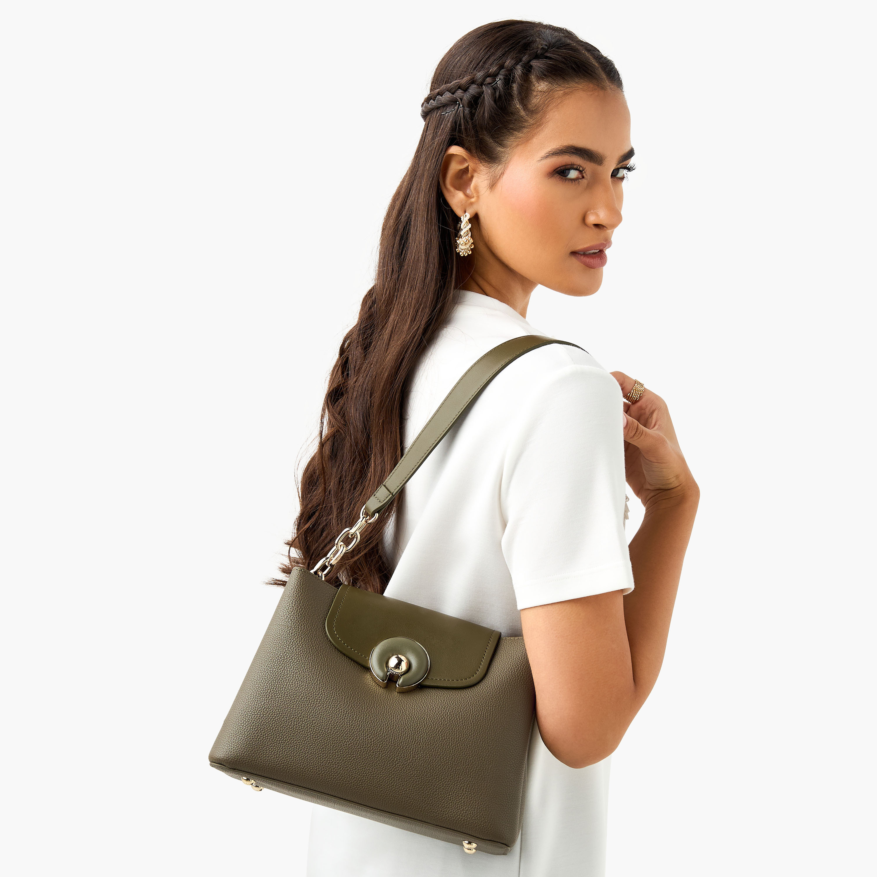 Chrisbella Solid Shoulder Bag with Adjustable Strap and Wallet-women-bagsandwallets-handbags-image-2