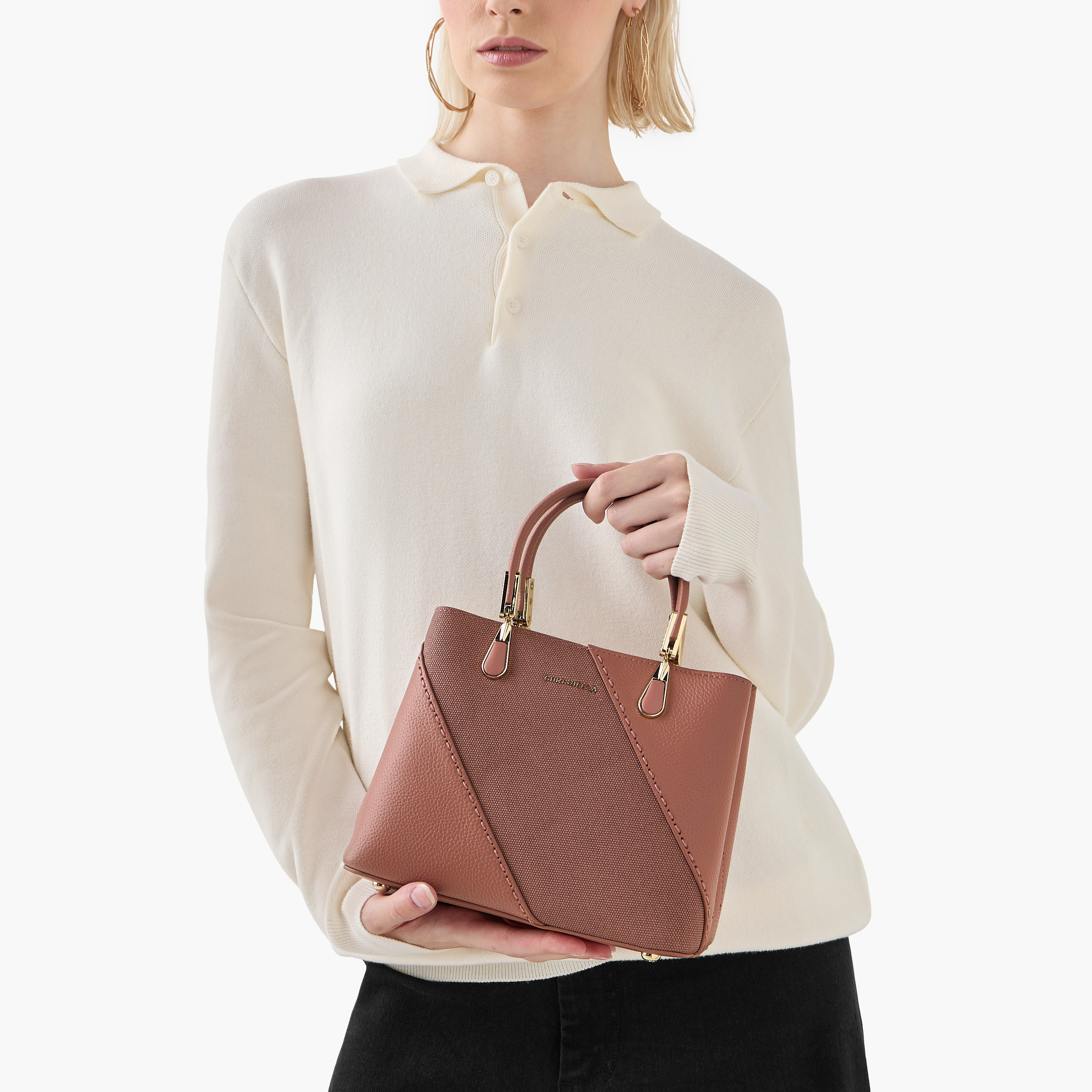 Chrisbella Textured Tote Bag with Detachable Strap and Wallet-women-bagsandwallets-handbags-image-2