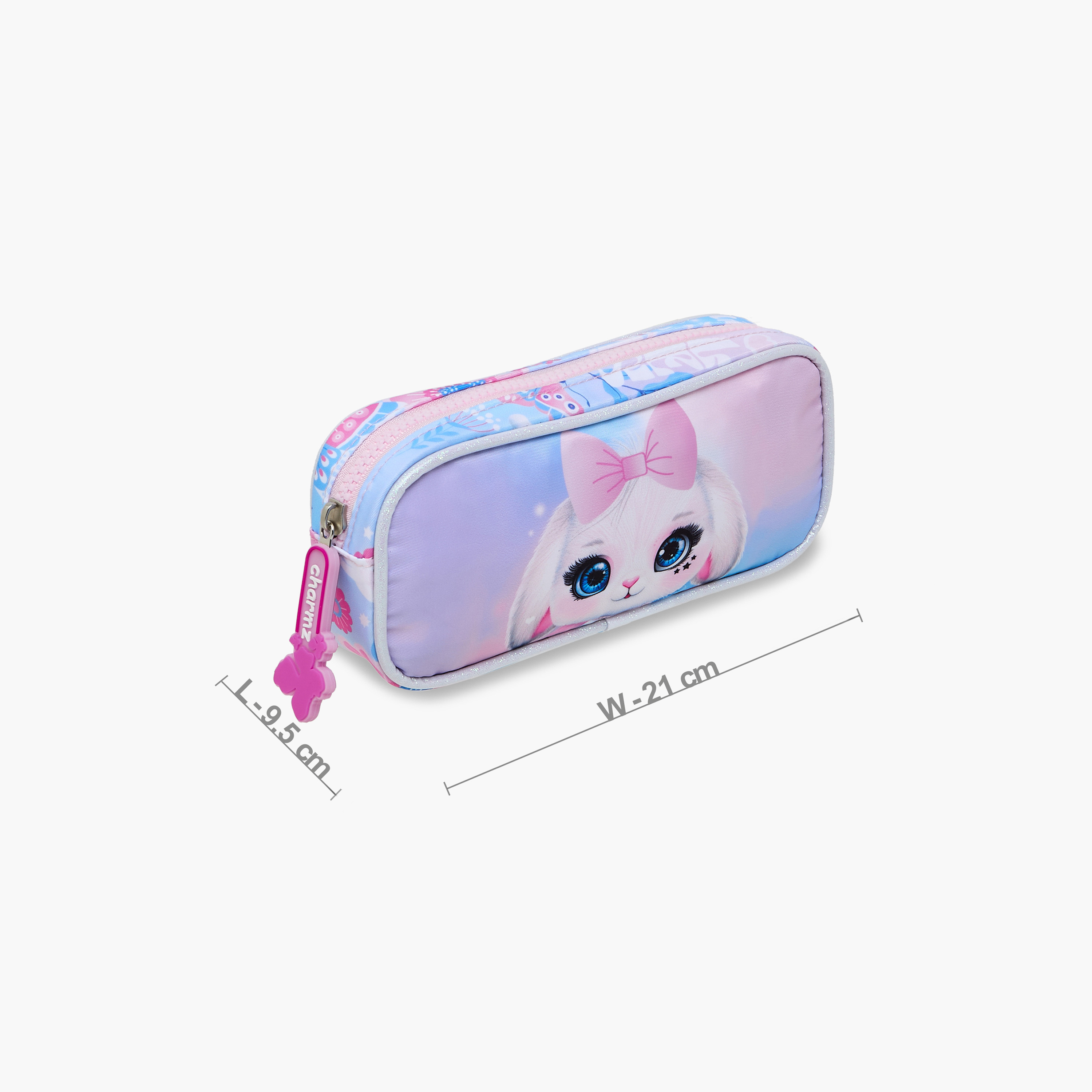 Charmz Rabbit Print Pencil Pouch with Zip Closure-school-stationery-pencilcases-image-2