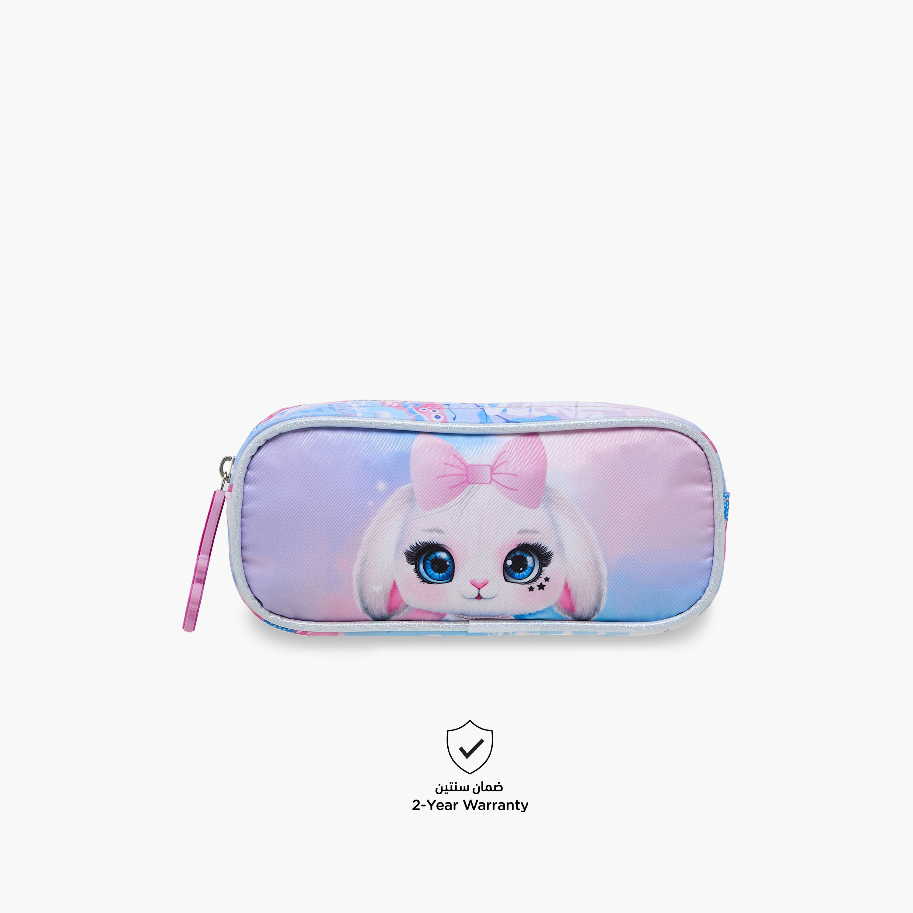 Charmz Rabbit Print Pencil Pouch with Zip Closure-school-stationery-pencilcases-image-4