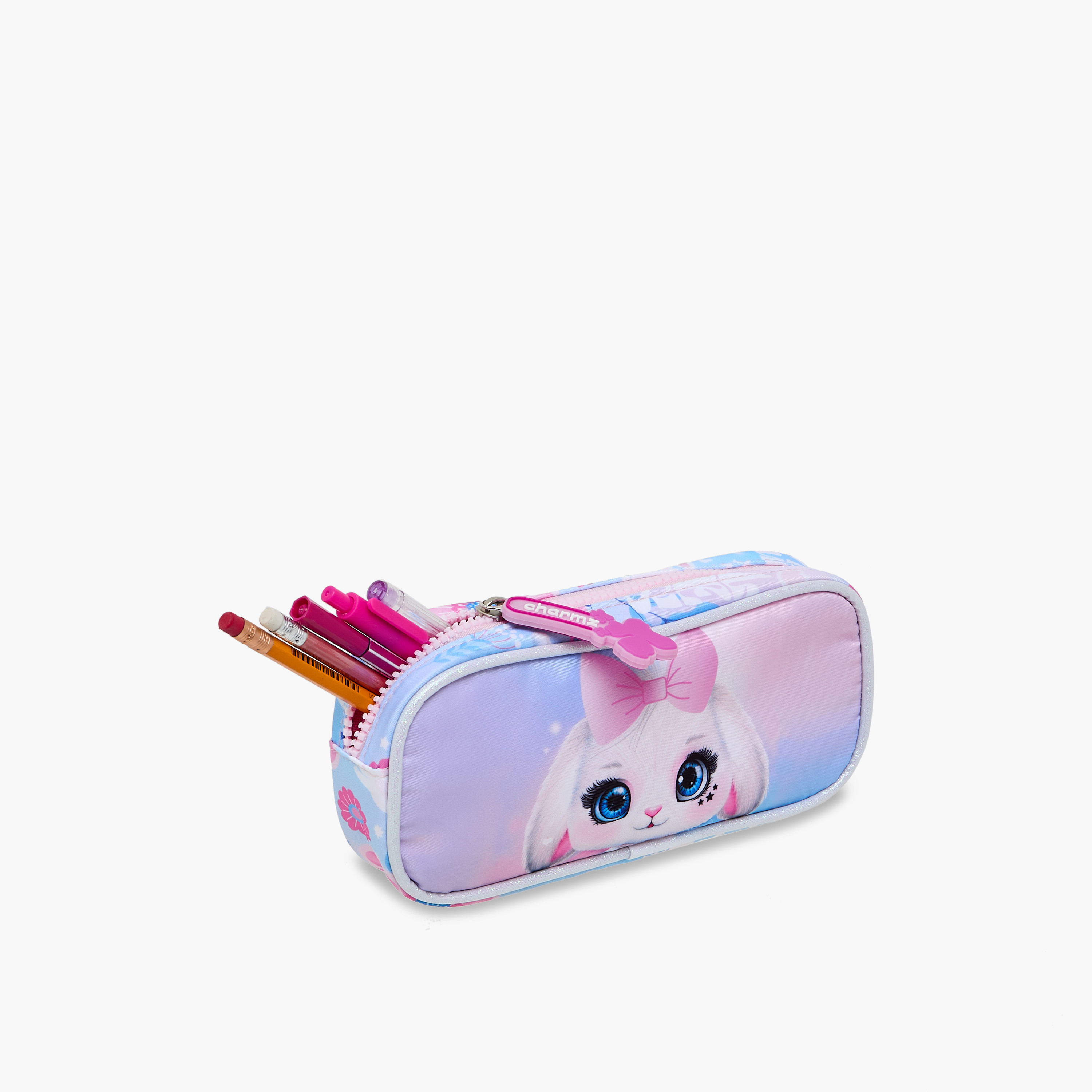 Charmz Rabbit Print Pencil Pouch with Zip Closure-school-stationery-pencilcases-image-5