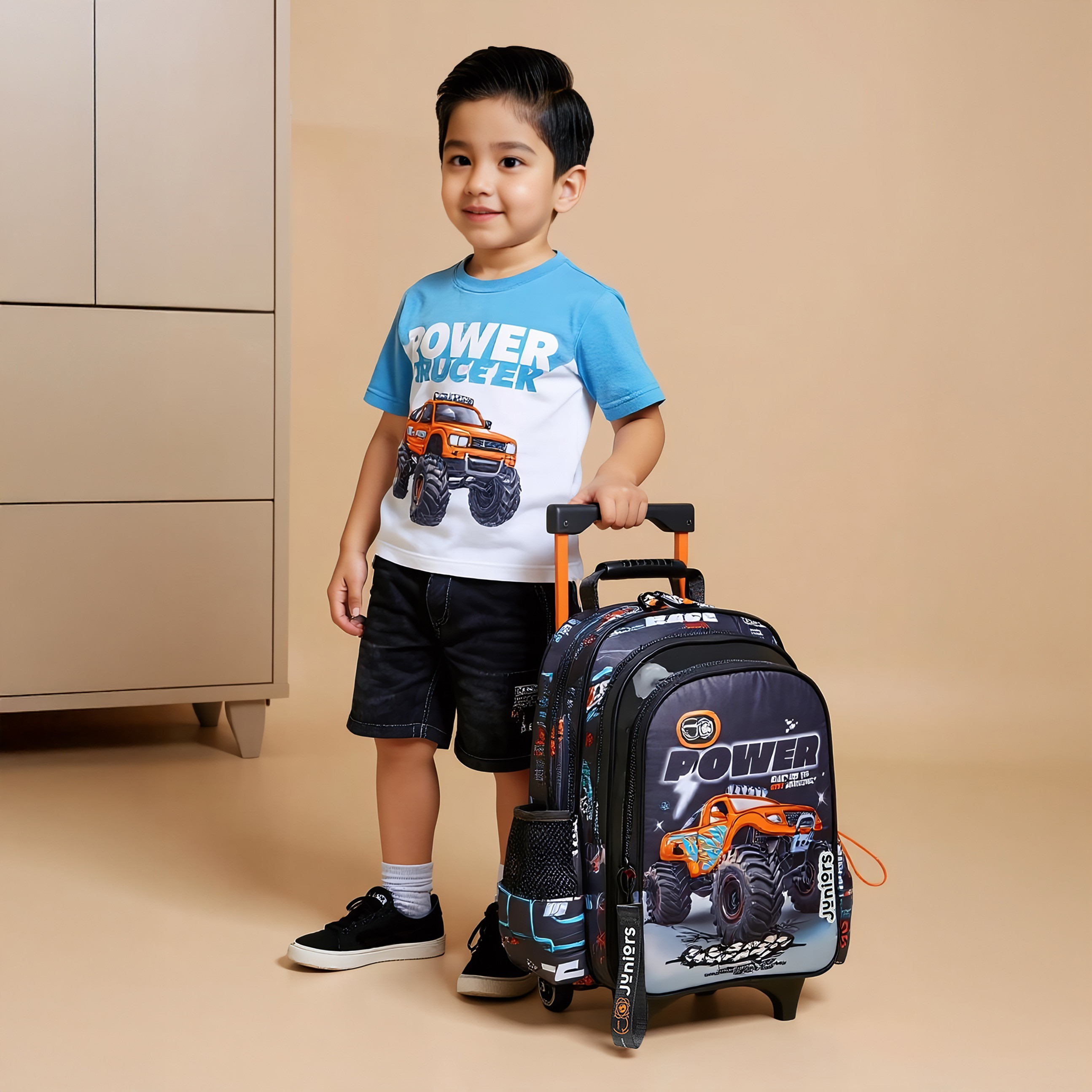 Juniors Cars Trolley Bag for Boys 5-8 Years with Laptop Compartment -school-bagsandbackpacks-trolleybags-image-2