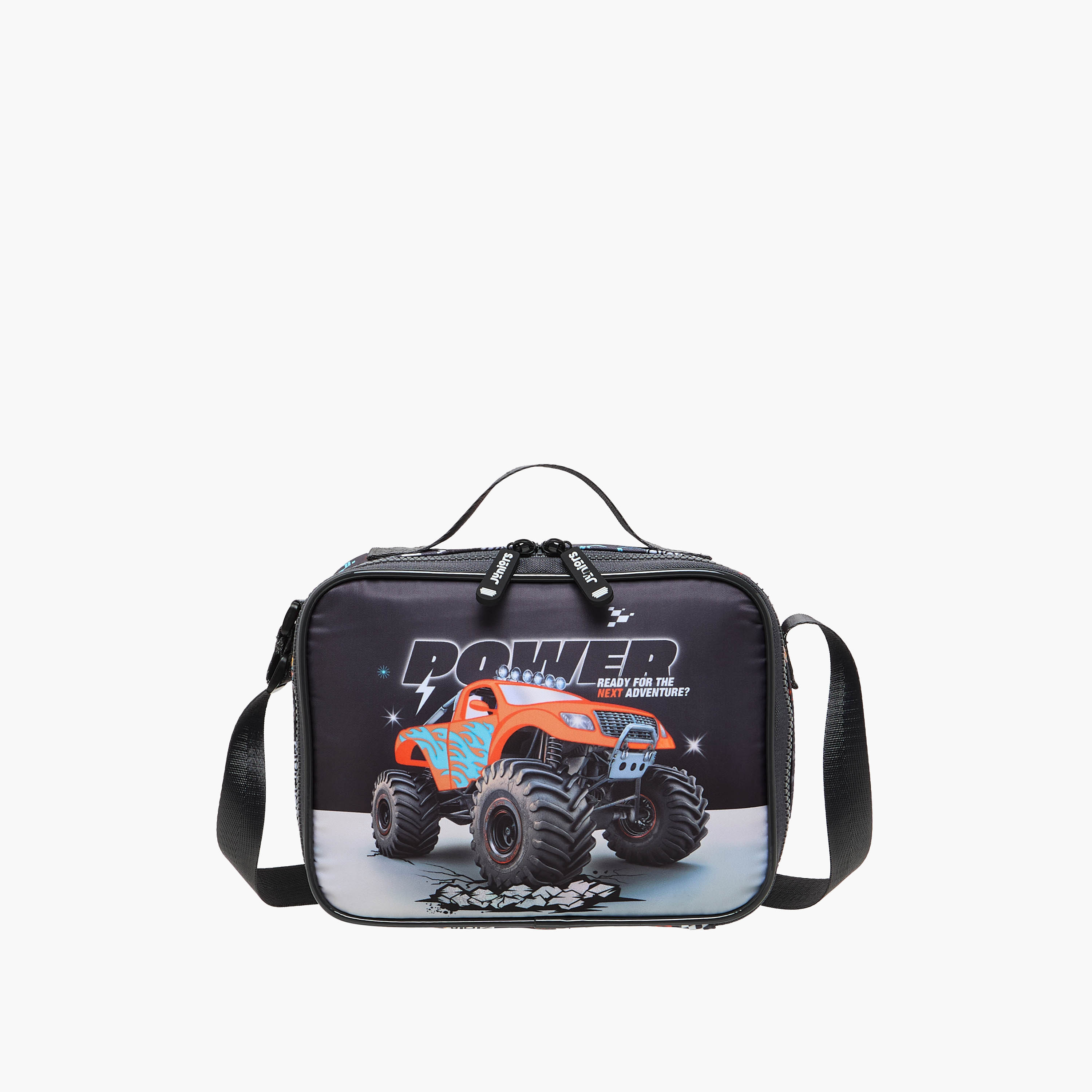 Juniors Monster Truck Print Lunch Bag with Zip Closure-school-lunchessentials-lunchbags-image-1
