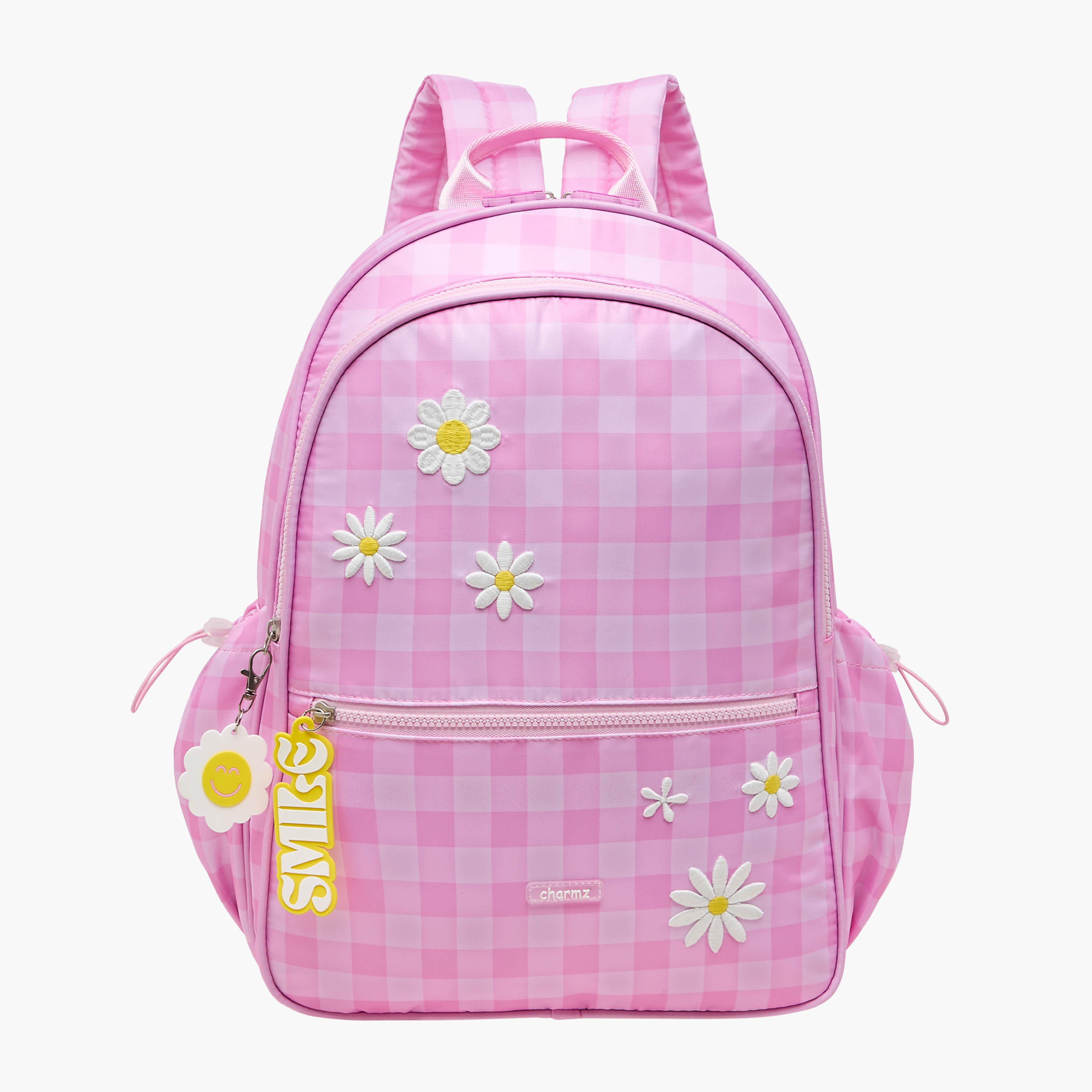 Charmz Checked Backpack with Adjustable Straps and Zip Closure - 17 inches-school-bagsandbackpacks-backpacks-image-1