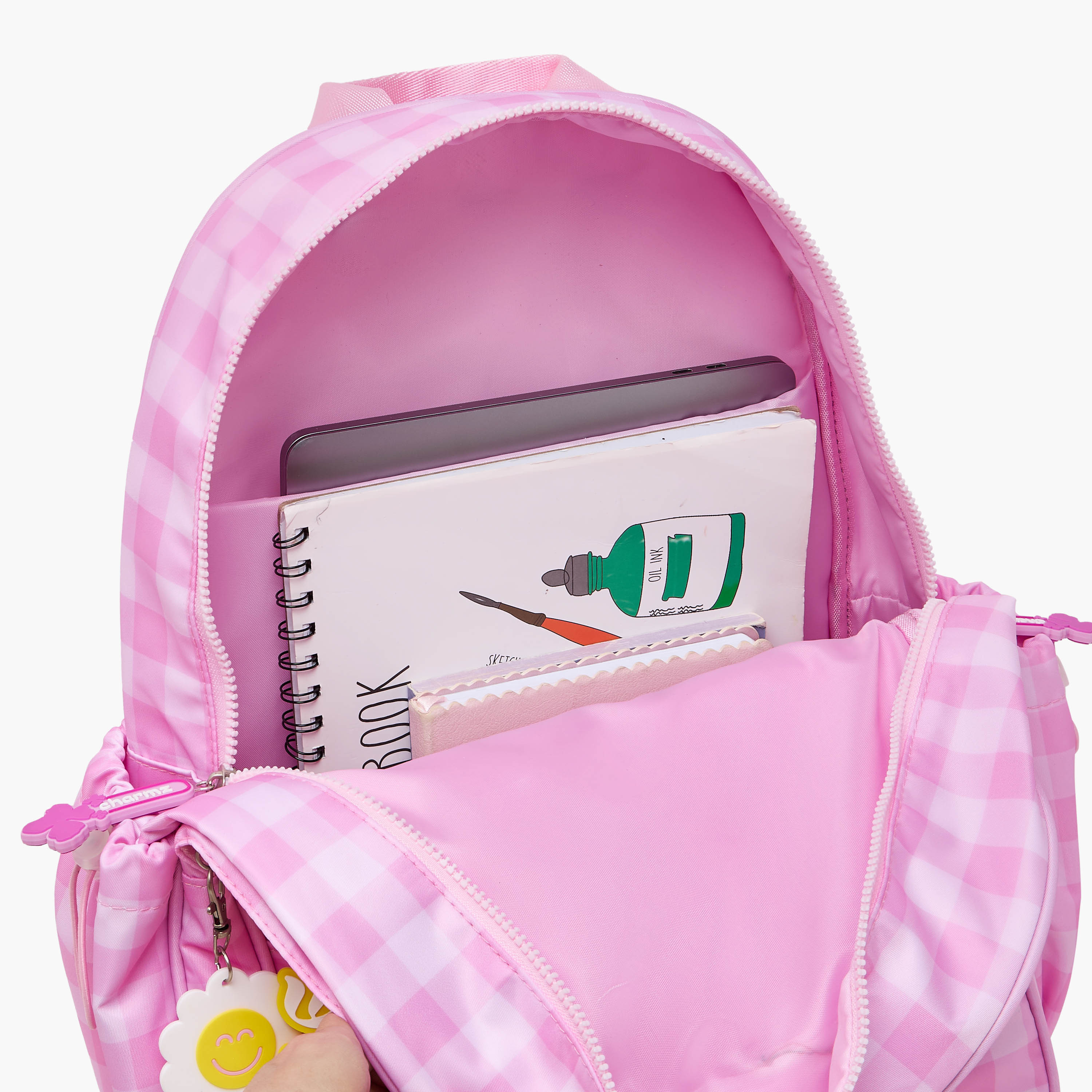Charmz Checked Backpack with Adjustable Straps and Zip Closure - 17 inches-school-bagsandbackpacks-backpacks-image-12