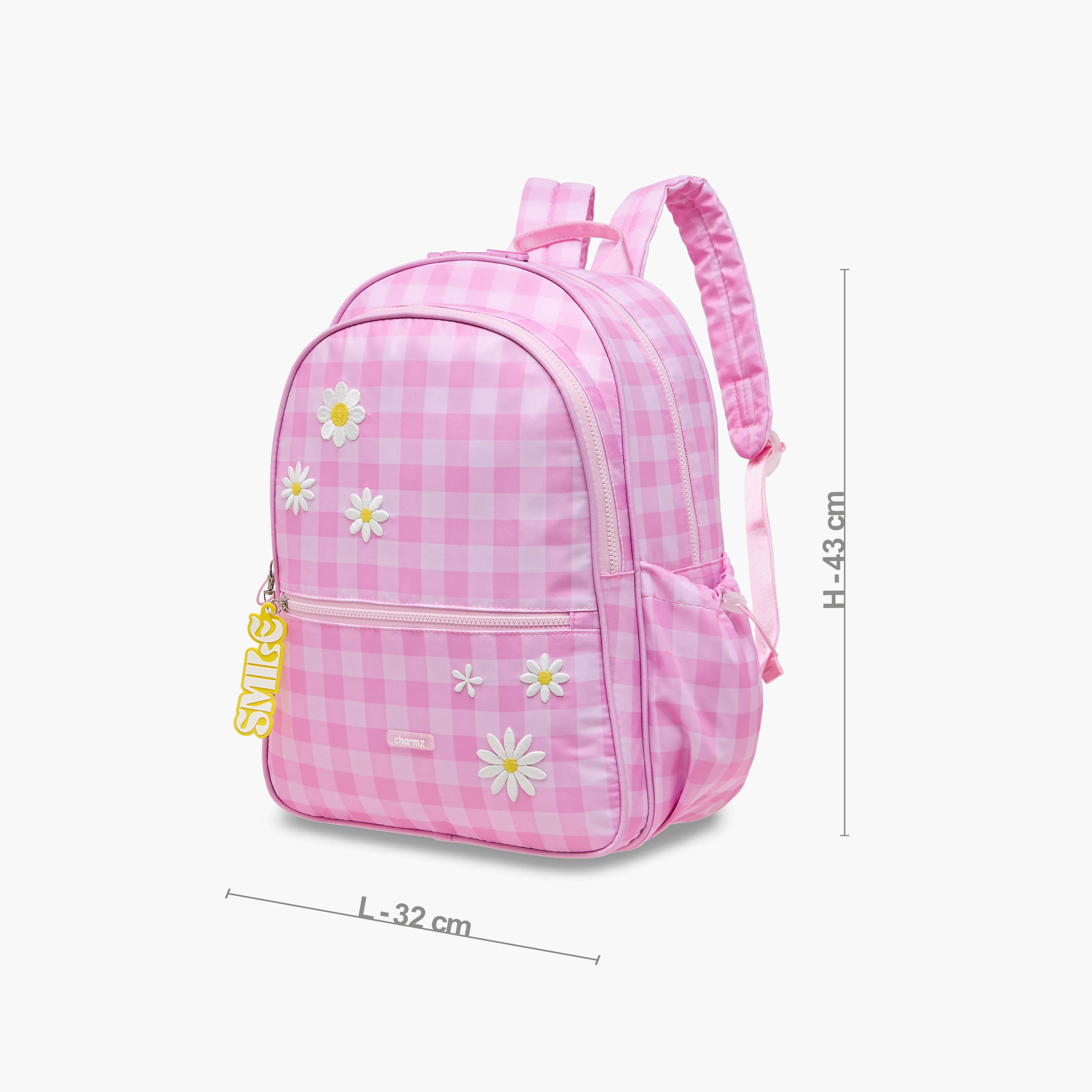 Charmz Checked Backpack with Adjustable Straps and Zip Closure - 17 inches-school-bagsandbackpacks-backpacks-image-2