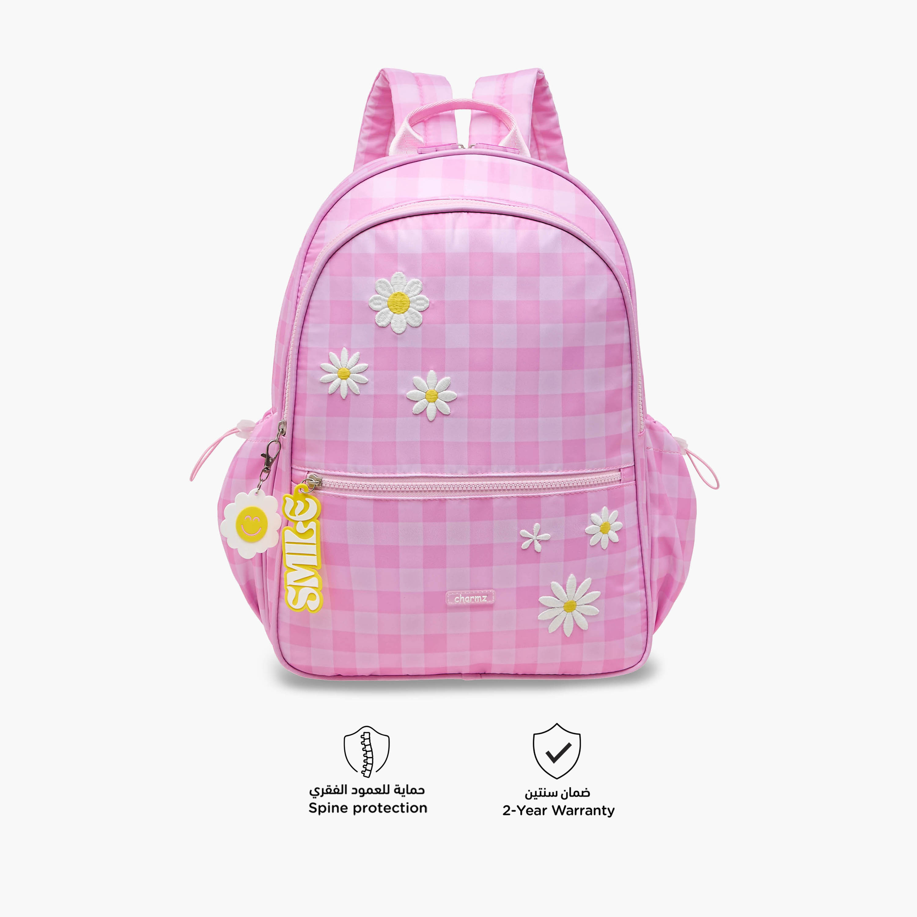 Charmz Checked Backpack with Adjustable Straps and Zip Closure - 17 inches-school-bagsandbackpacks-backpacks-image-4