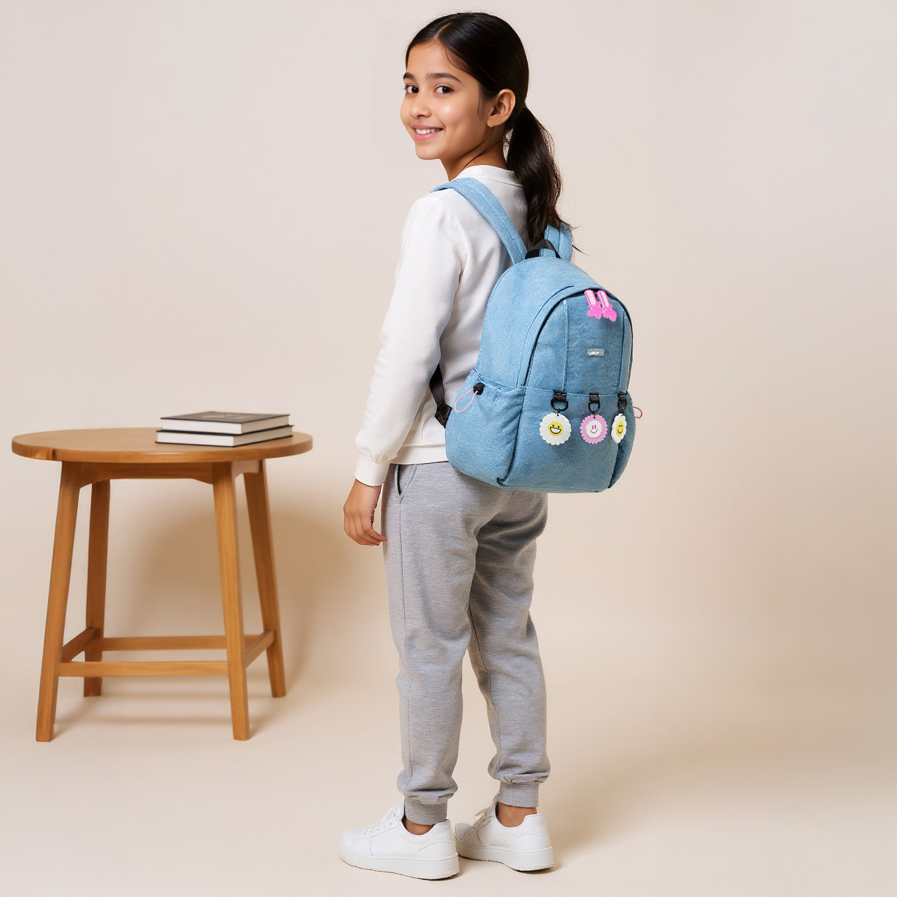 Charmz Smiley Accent Backpack with Adjustable Straps and Zip Closure - 17 inches-school-bagsandbackpacks-backpacks-image-2