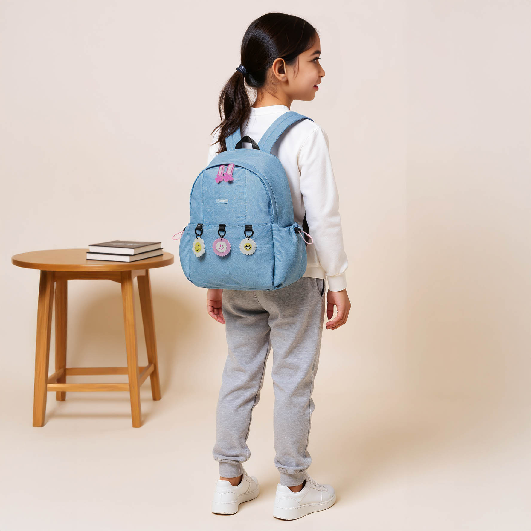 Charmz Smiley Accent Backpack with Adjustable Straps and Zip Closure - 17 inches-school-bagsandbackpacks-backpacks-image-3