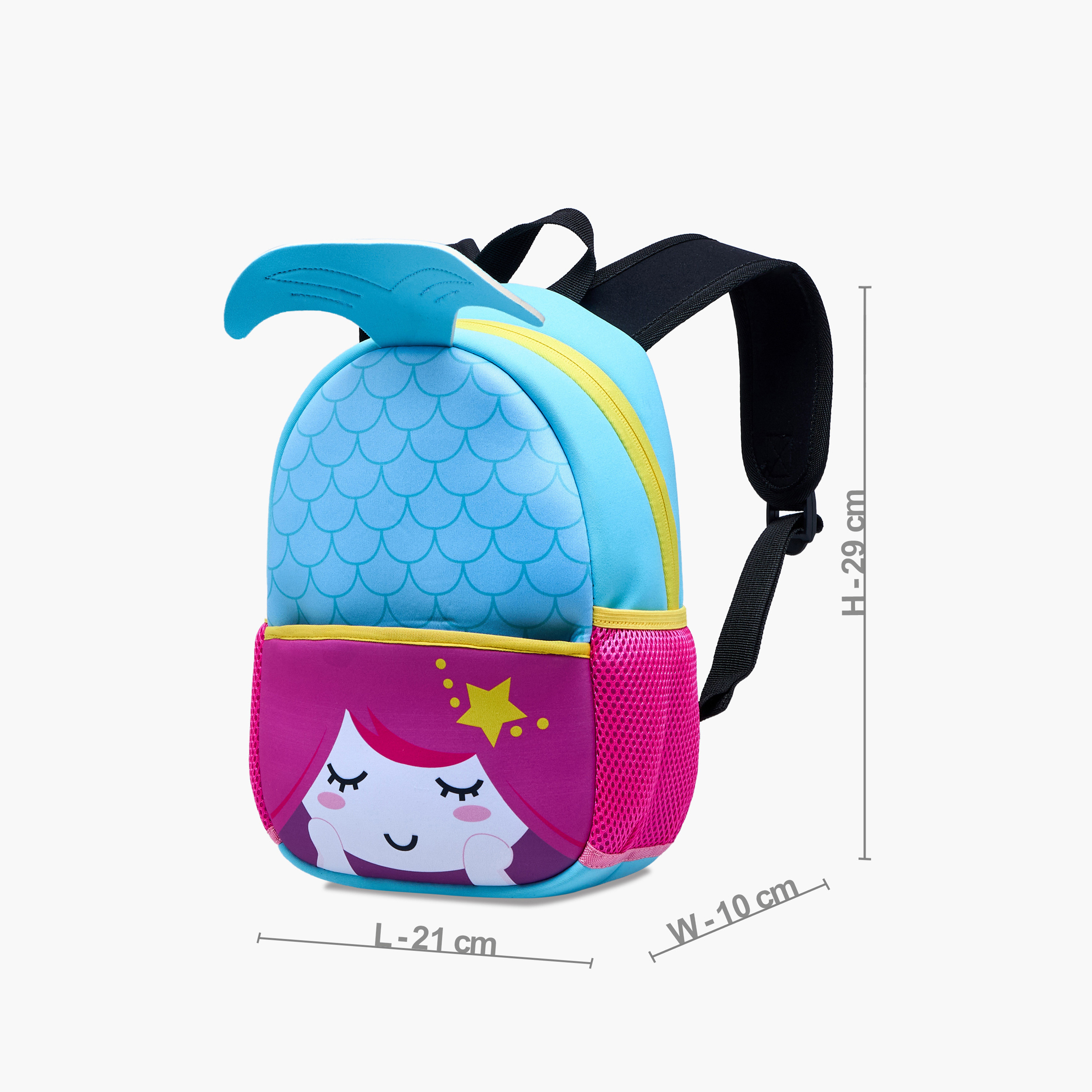 Juniors Mermaid  Applique Backpack with Adjustable Straps and Zip Closure - 12 inches-school-bagsandbackpacks-backpacks-image-2