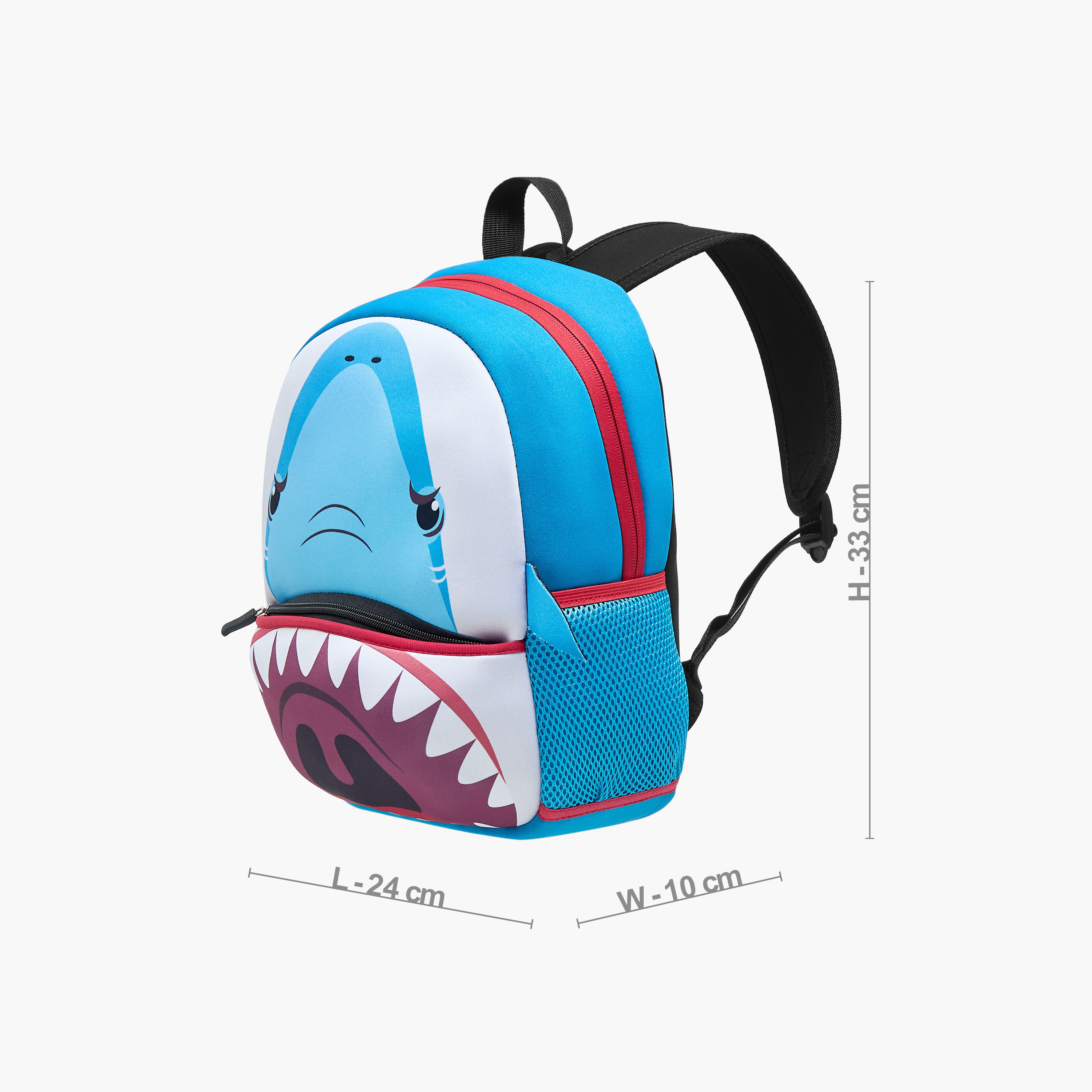 Juniors Shark Print Backpack with Adjustable Straps and Zip Closure - 13 inches-school-bagsandbackpacks-backpacks-image-4