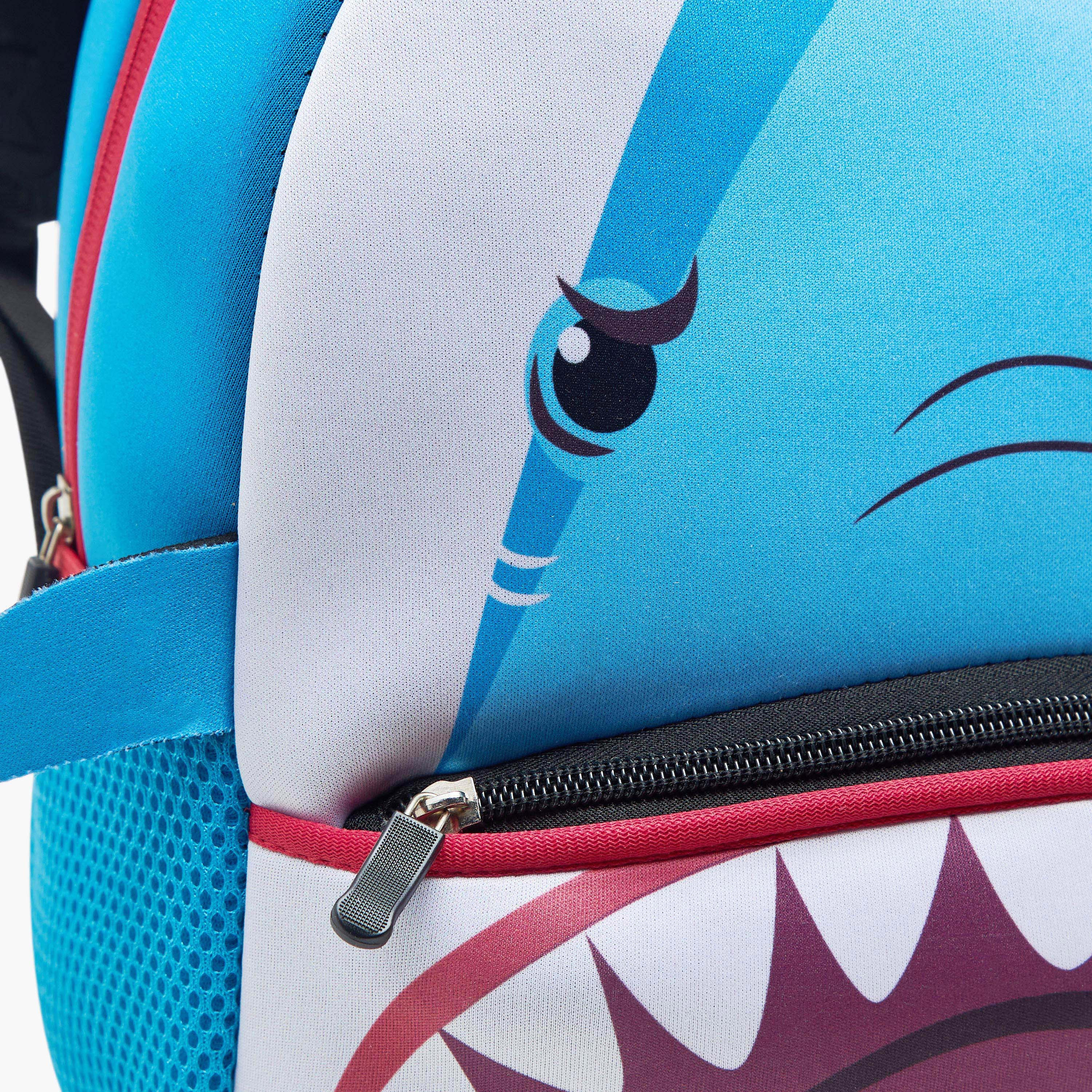 Juniors Shark Print Backpack with Adjustable Straps and Zip Closure - 13 inches-school-bagsandbackpacks-backpacks-image-9