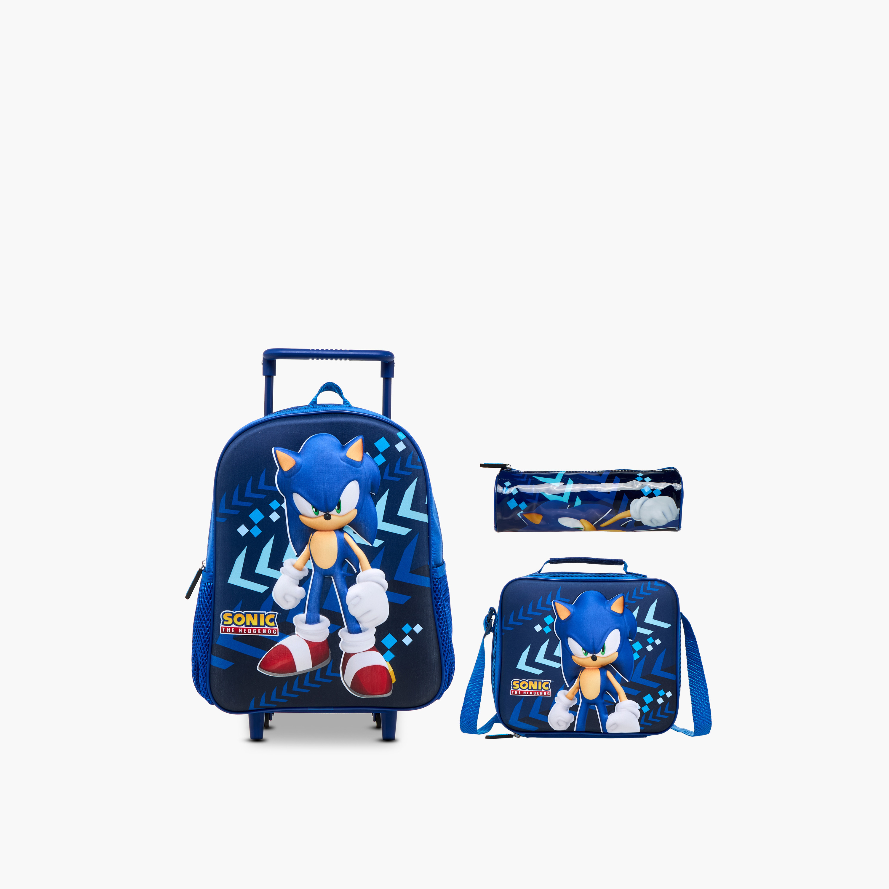 Sonic 3-Piece Printed Trolley Backpack Set - 12 inches-school-bagsandbackpacks-trolleybags-image-1