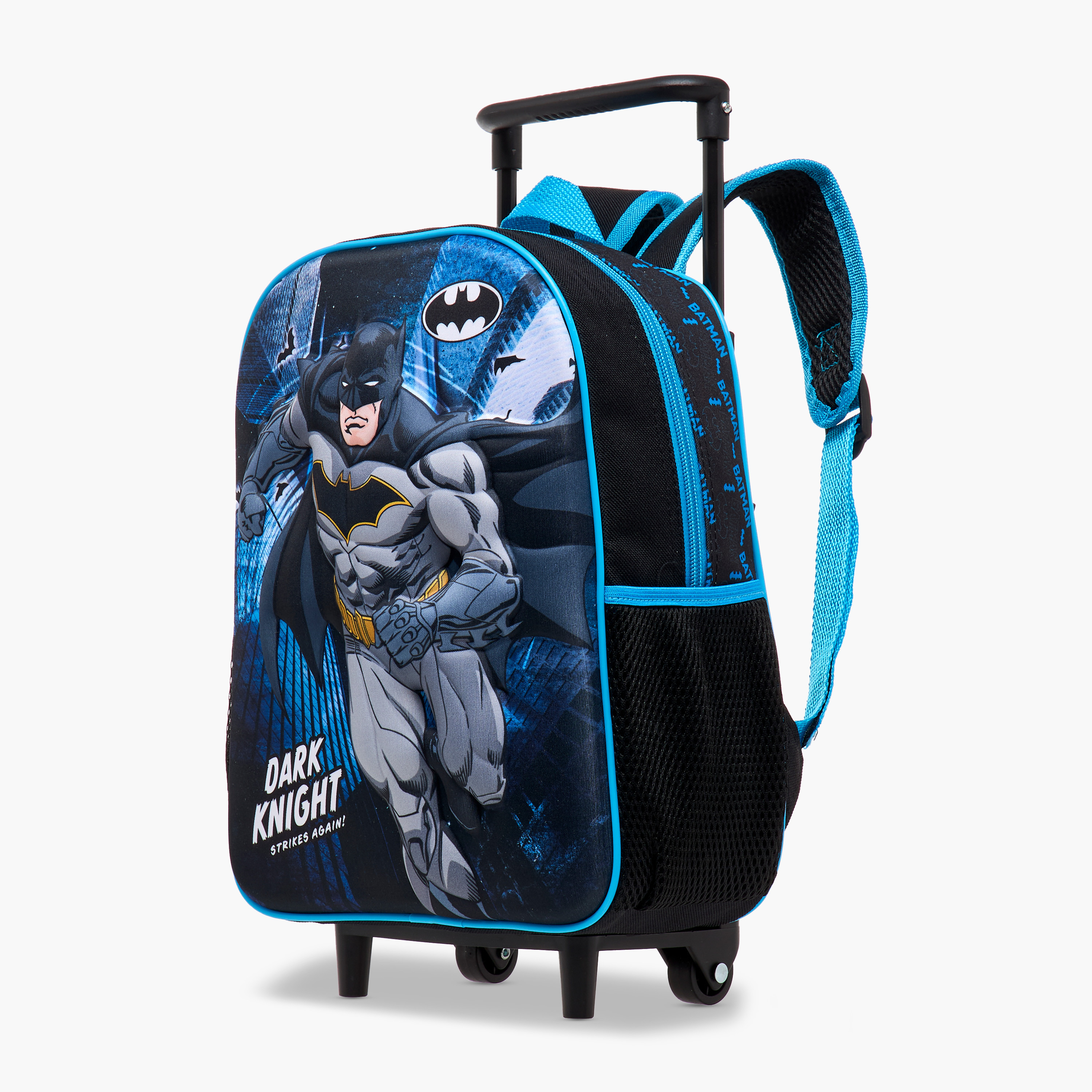 Batman Print 3-Piece Trolley Backpack Set - 12 inches-school-bagsandbackpacks-trolleybags-image-2