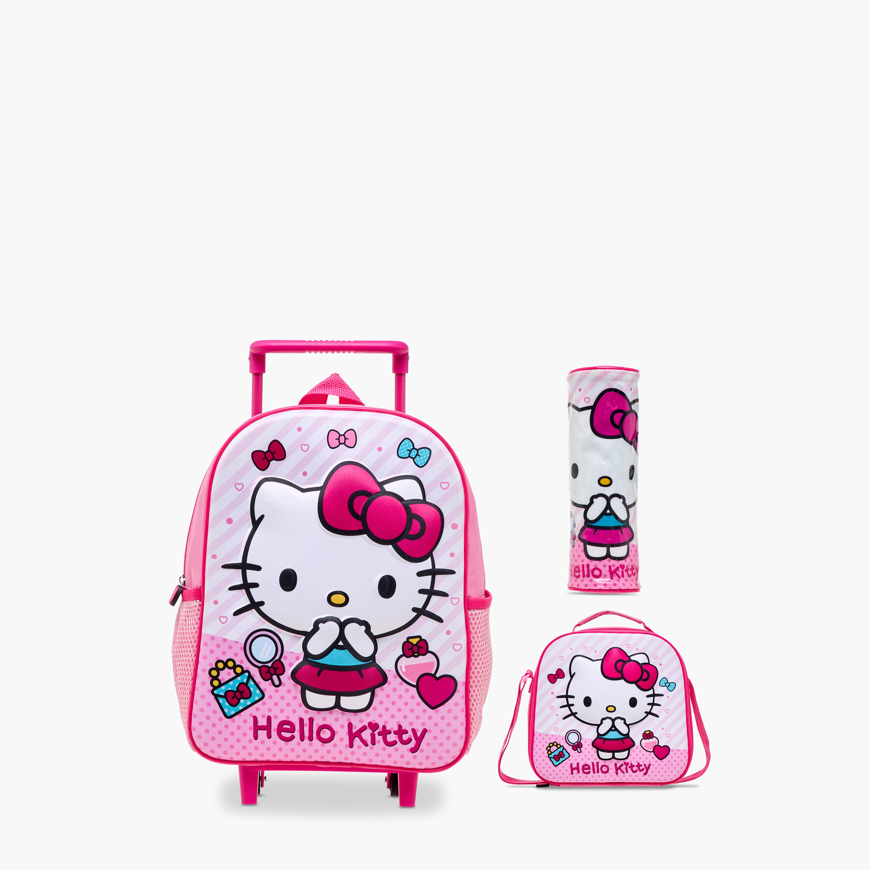 Hello Kitty Print 3-Piece Trolley Backpack Set - 12 inches-school-bagsandbackpacks-trolleybags-image-1