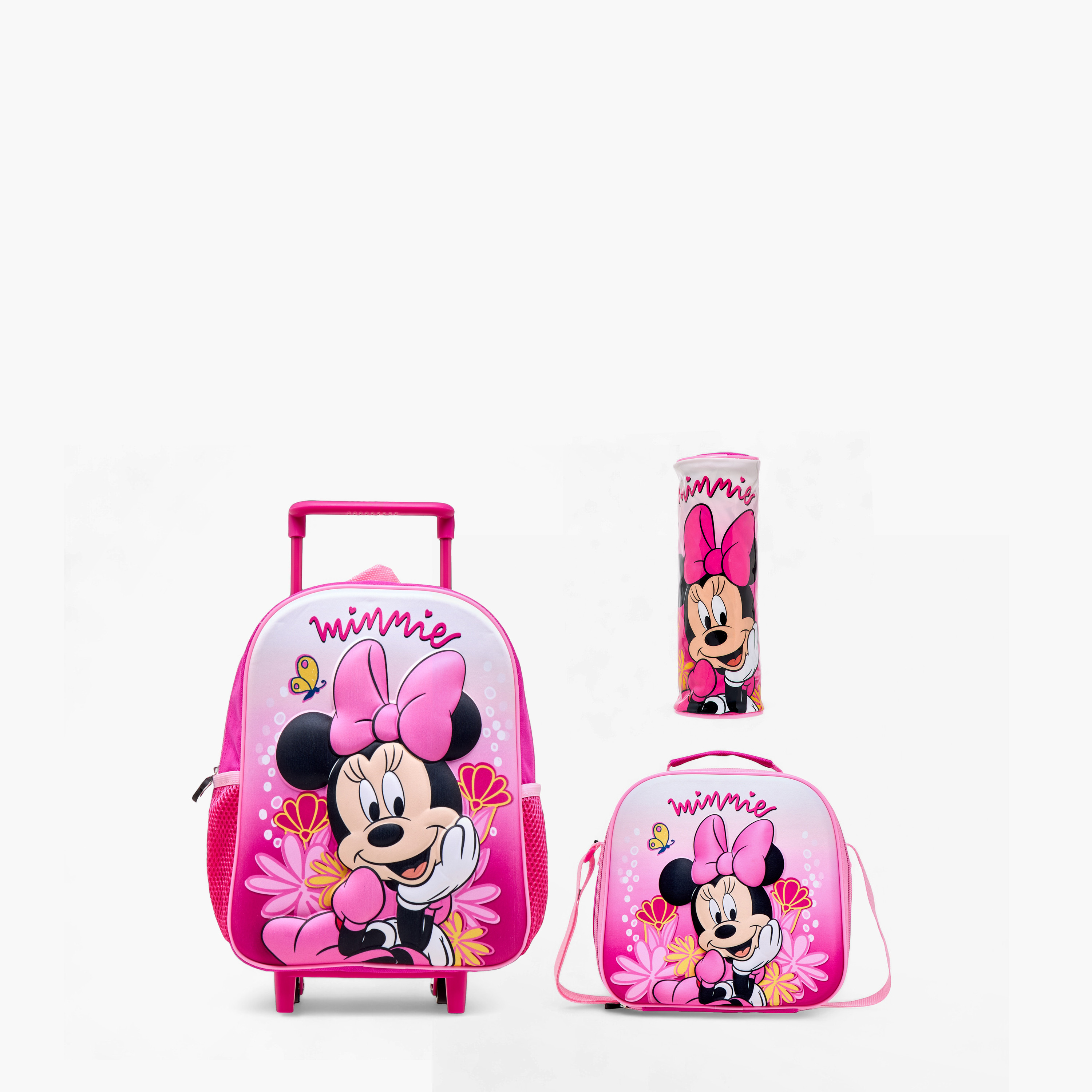 Disney 3-Piece Minnie Mouse Print Trolley Backpack Set -12 inches-school-bagsandbackpacks-trolleybags-image-1