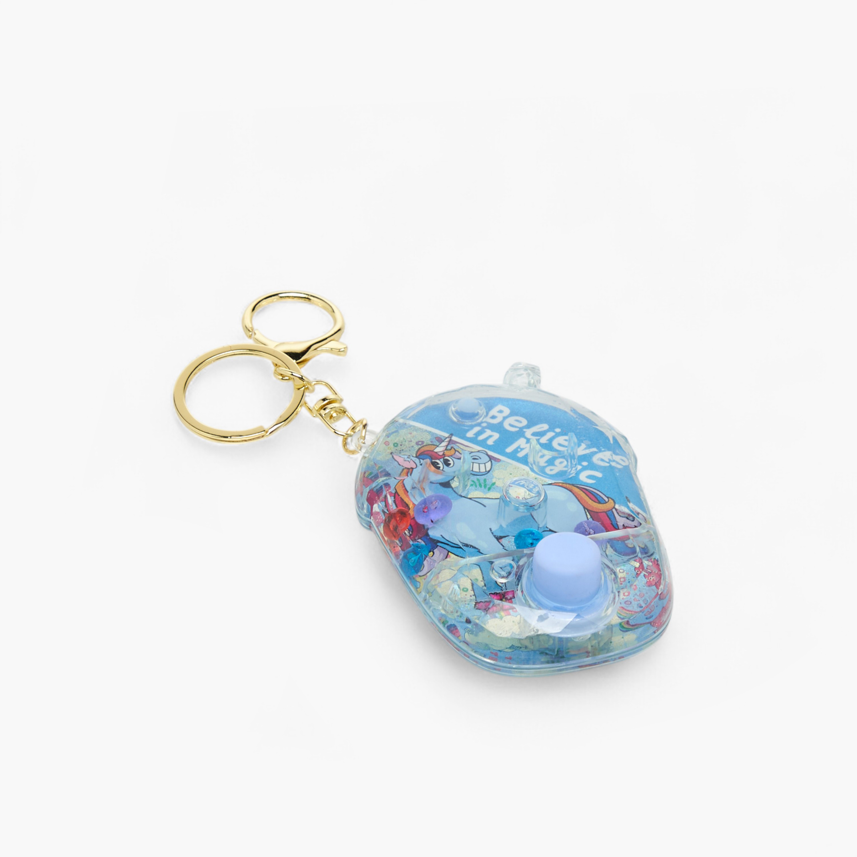 Unicorn Floating Glitter Charm Keyring with Lobster Hook--image-2