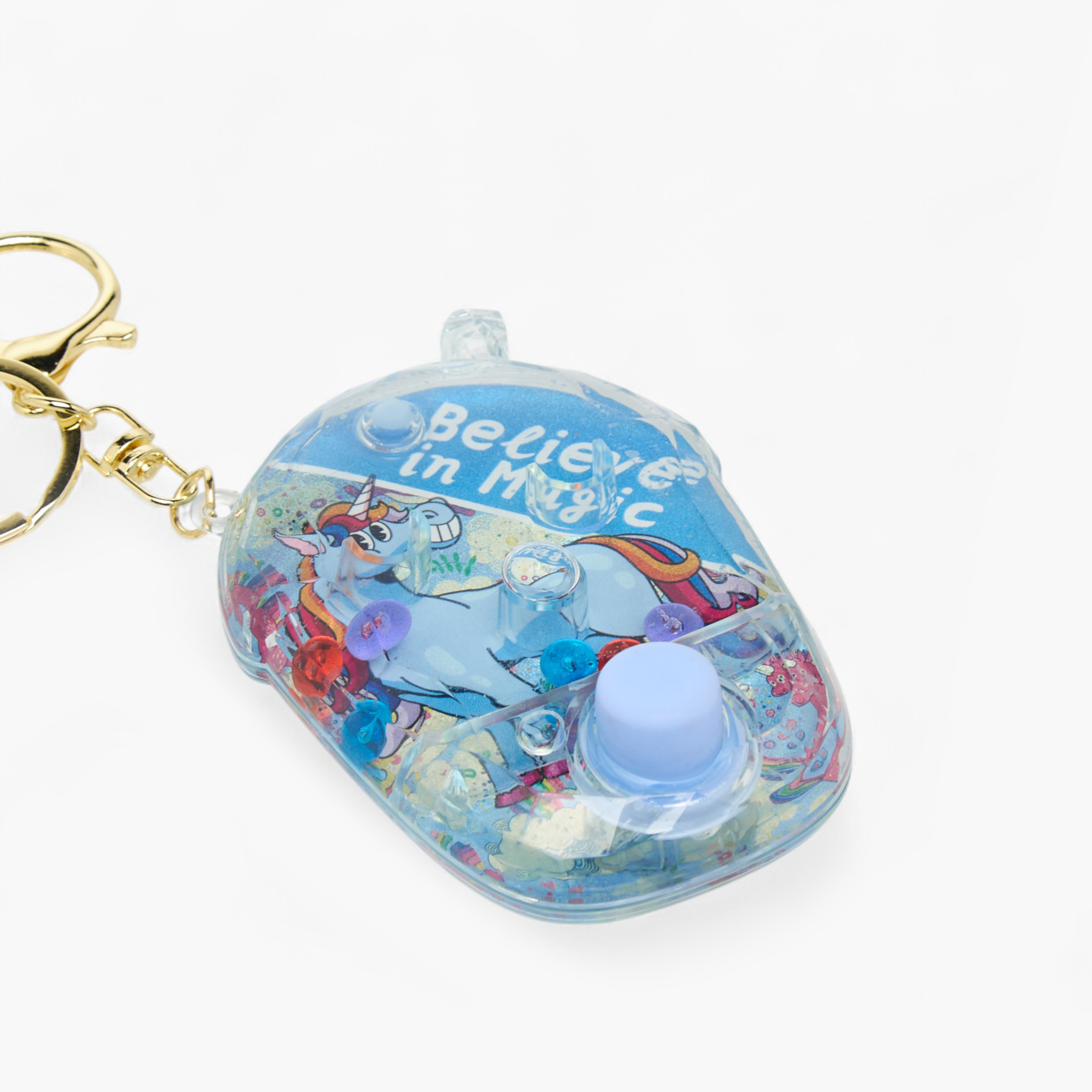 Unicorn Floating Glitter Charm Keyring with Lobster Hook--image-3