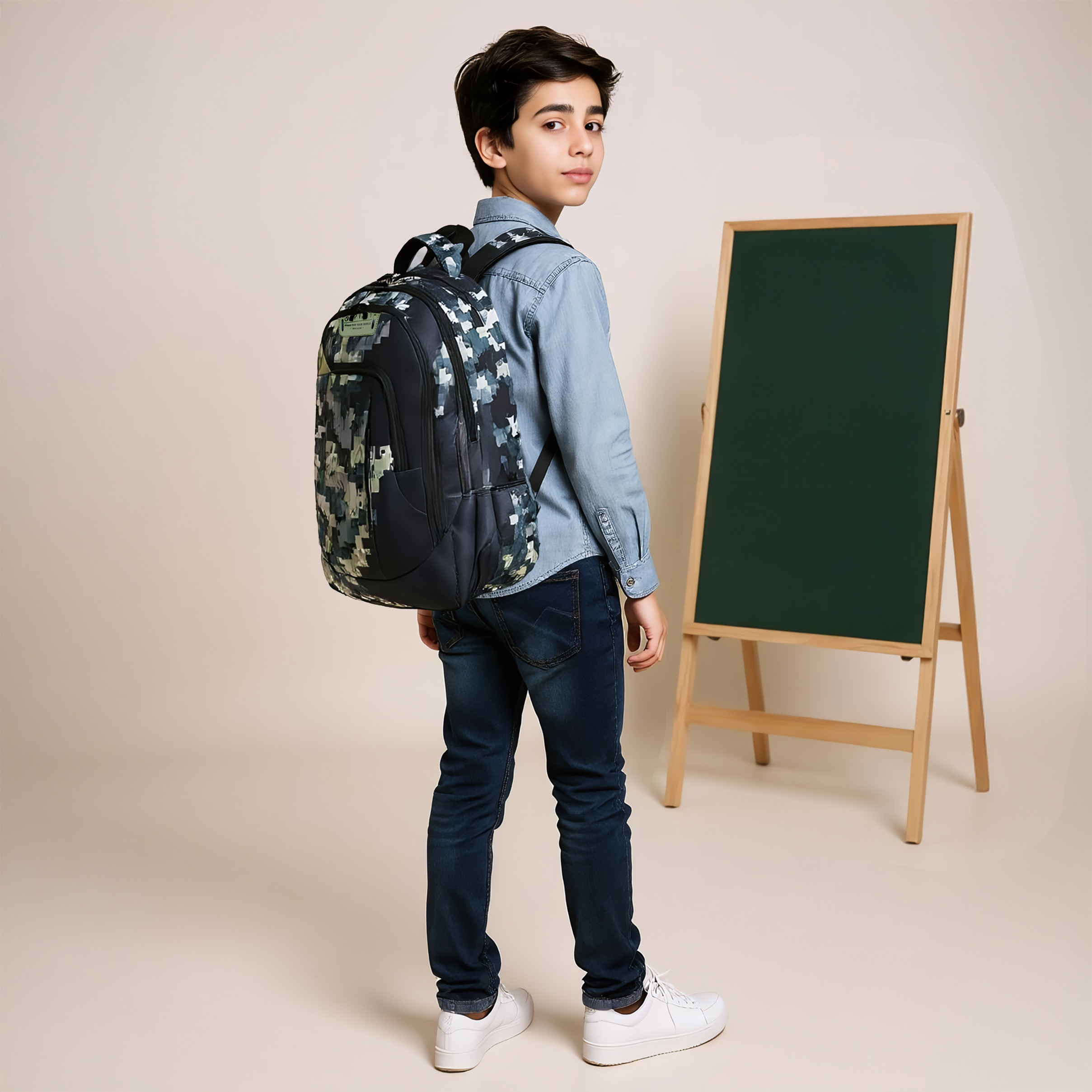Spirit Pixel Print 18.5-inch Backpack with Adjustable Straps and Zip Closure - 47x33x15 cms-school-bagsandbackpacks-backpacks-image-2