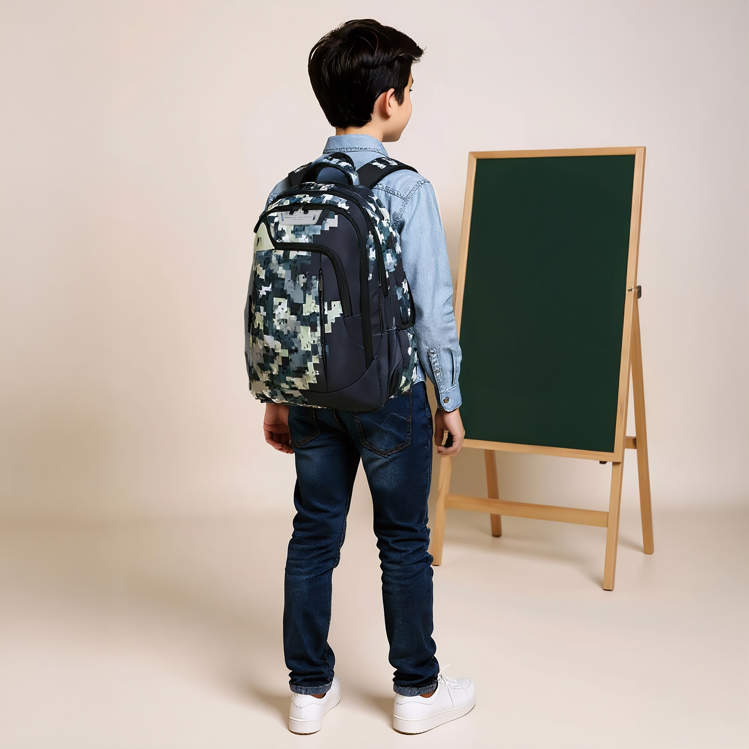Spirit Pixel Print 18.5-inch Backpack with Adjustable Straps and Zip Closure - 47x33x15 cms-school-bagsandbackpacks-backpacks-image-3